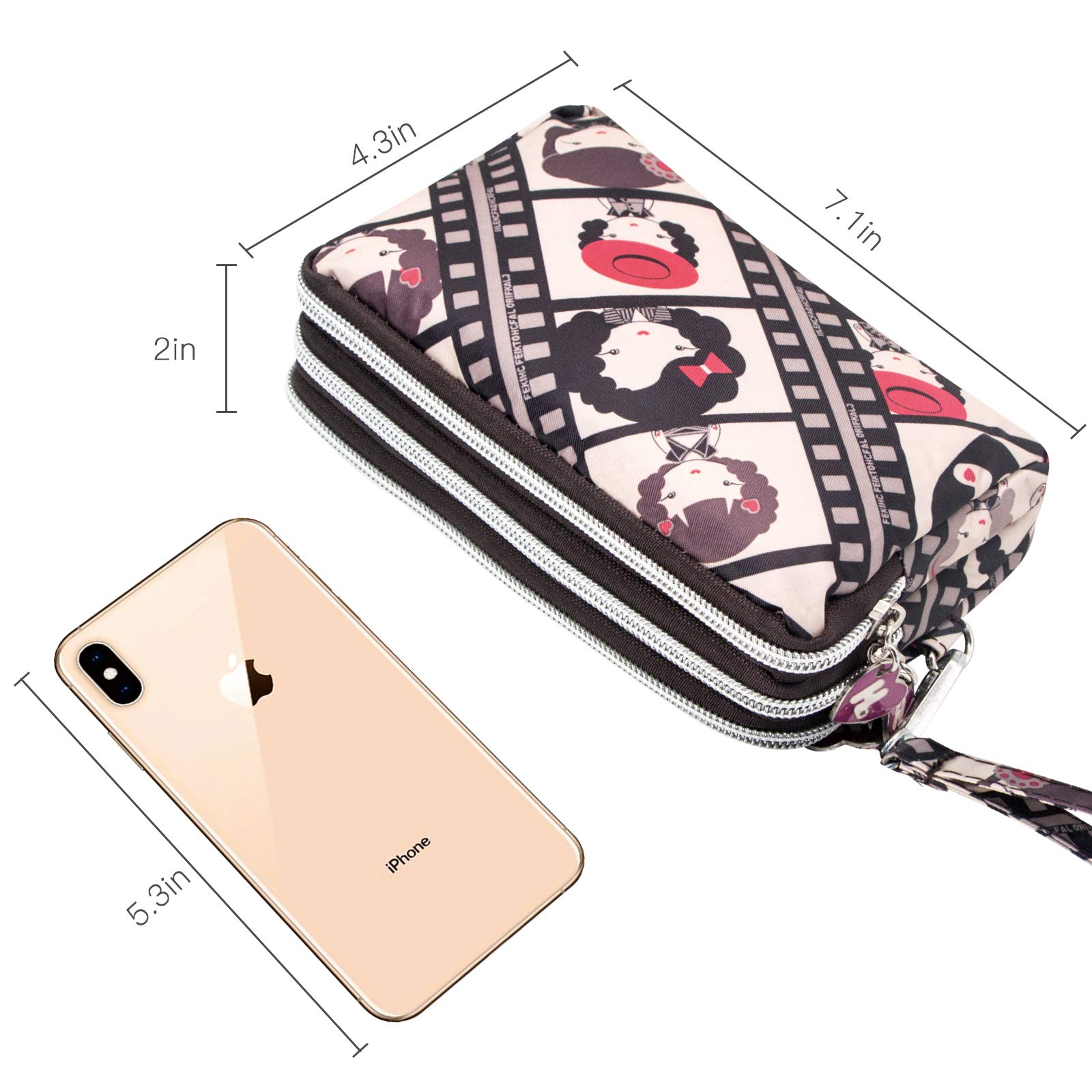 Large Capacity Wristlet Wallet - Women Printed Nylon Waterproof Handbag Clutch Purse