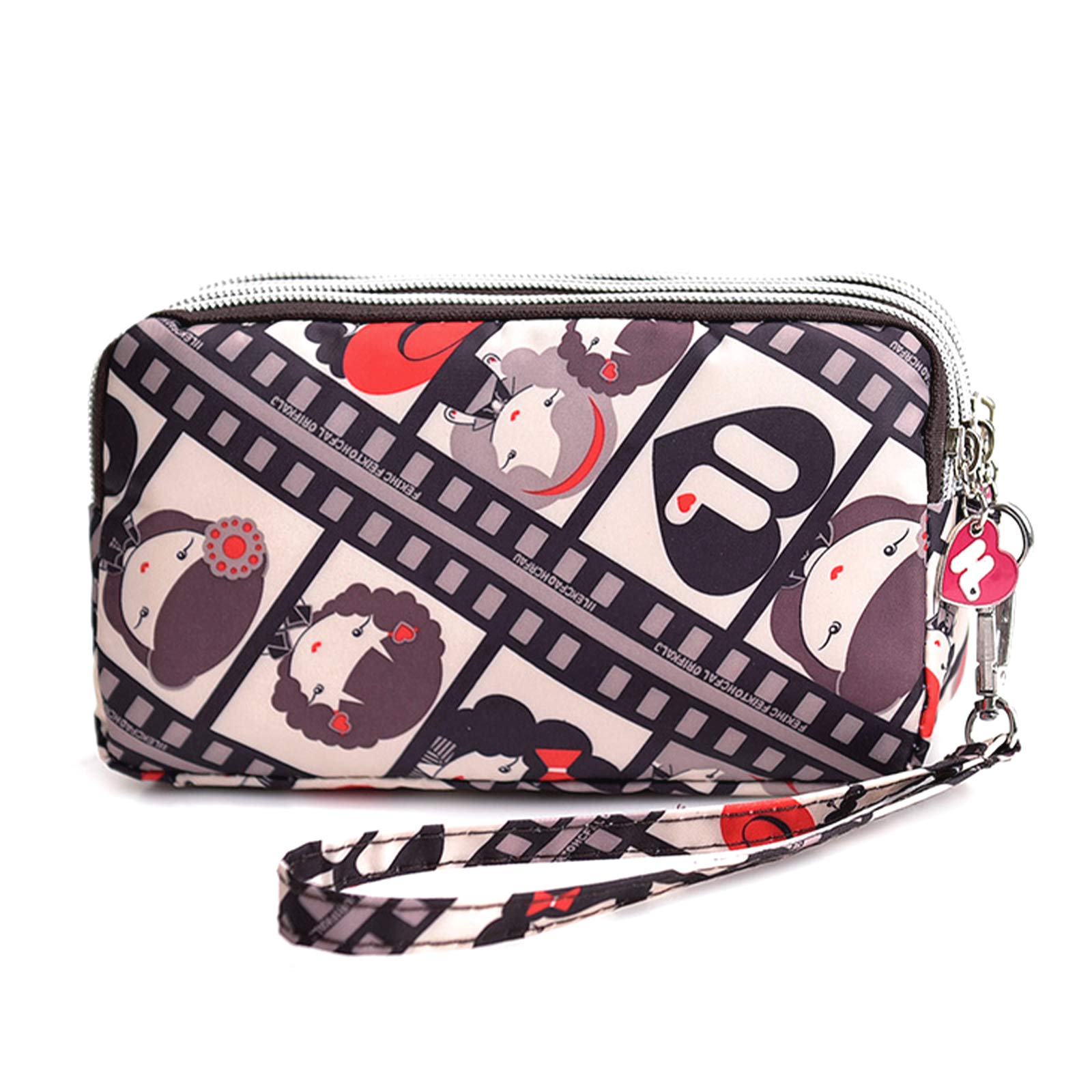 Large Capacity Wristlet Wallet - Women Printed Nylon Waterproof Handbag Clutch Purse