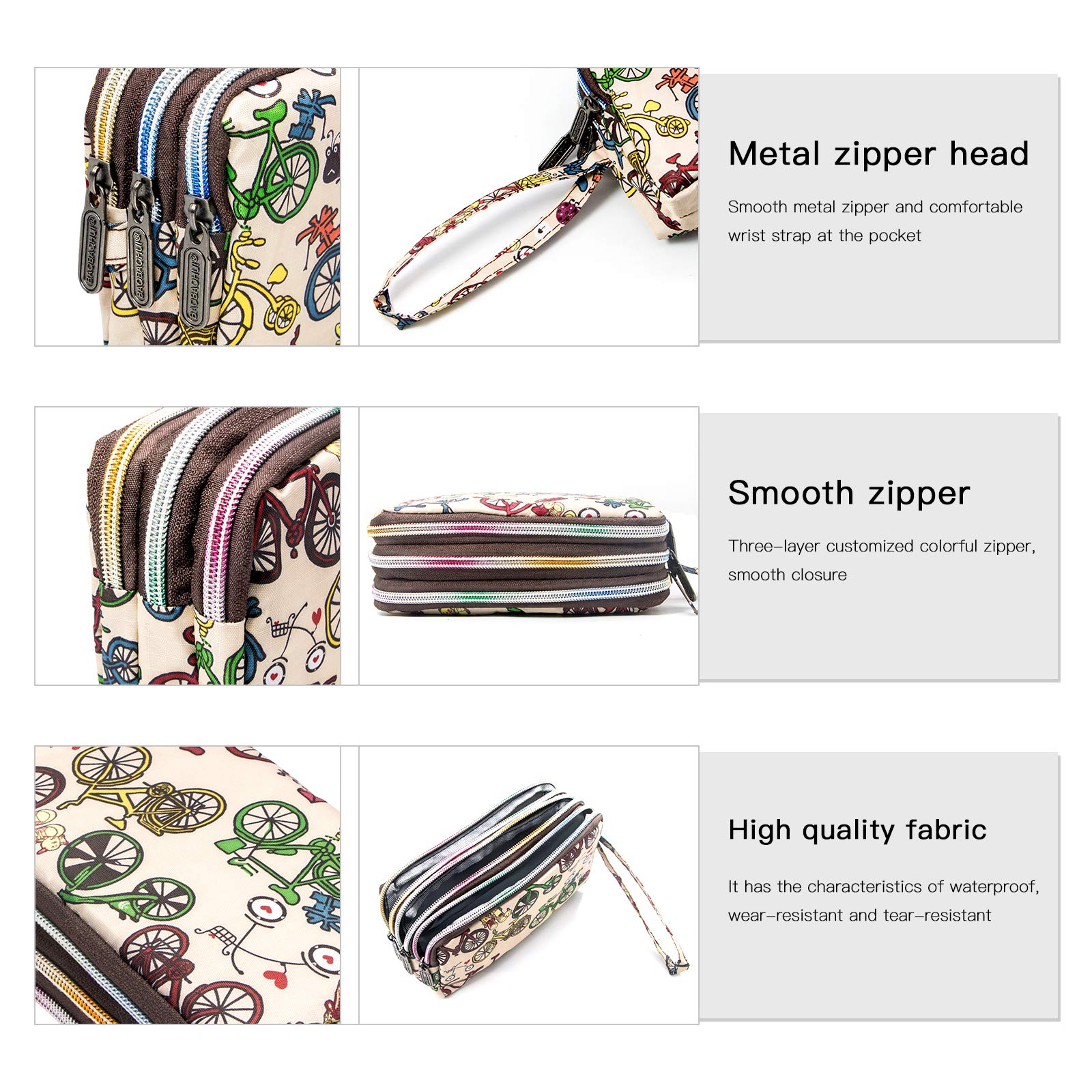 Large Capacity Wristlet Wallet - Women Printed Nylon Waterproof Handbag Clutch Purse