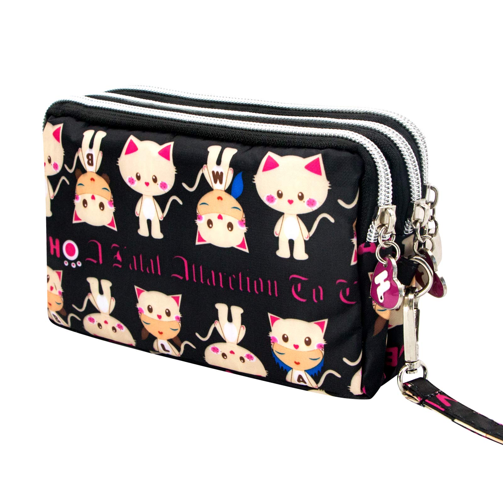 Large Capacity Wristlet Wallet - Women Printed Nylon Waterproof Handbag Clutch Purse