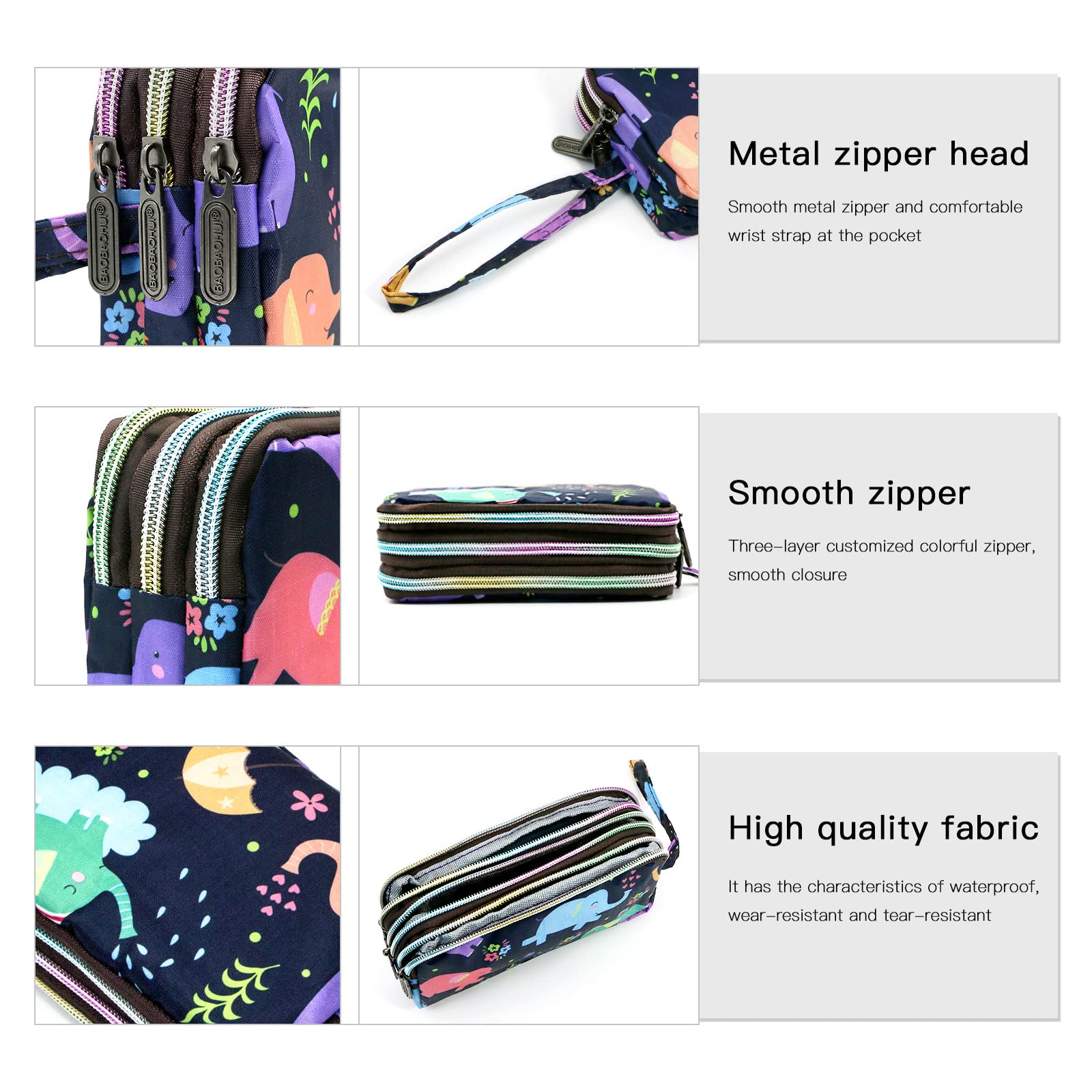 Large Capacity Wristlet Wallet - Women Printed Nylon Waterproof Handbag Clutch Purse