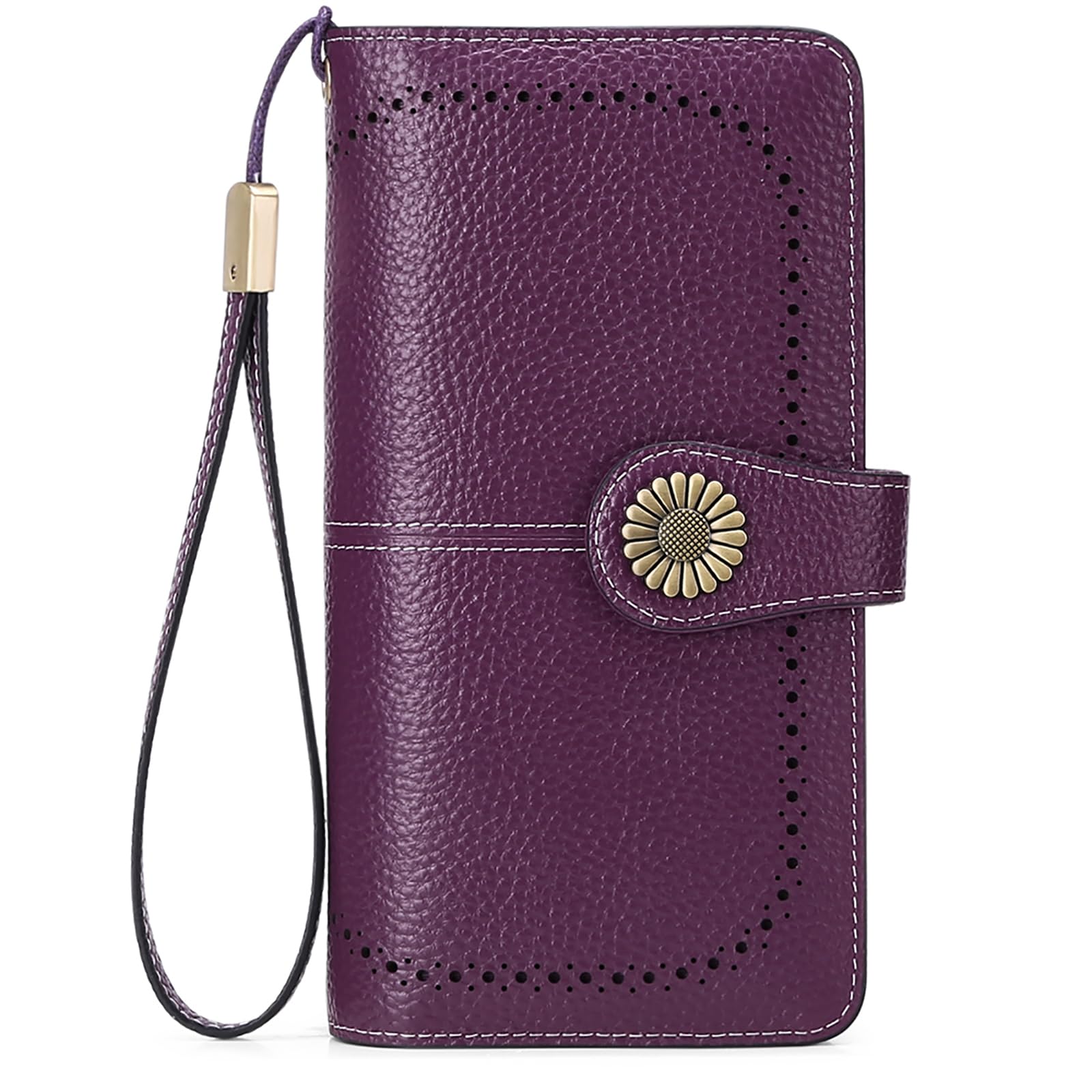 Wallets for Women Genuine Leather Credit Card Holder with RFID Blocking Large Capacity Wristlet