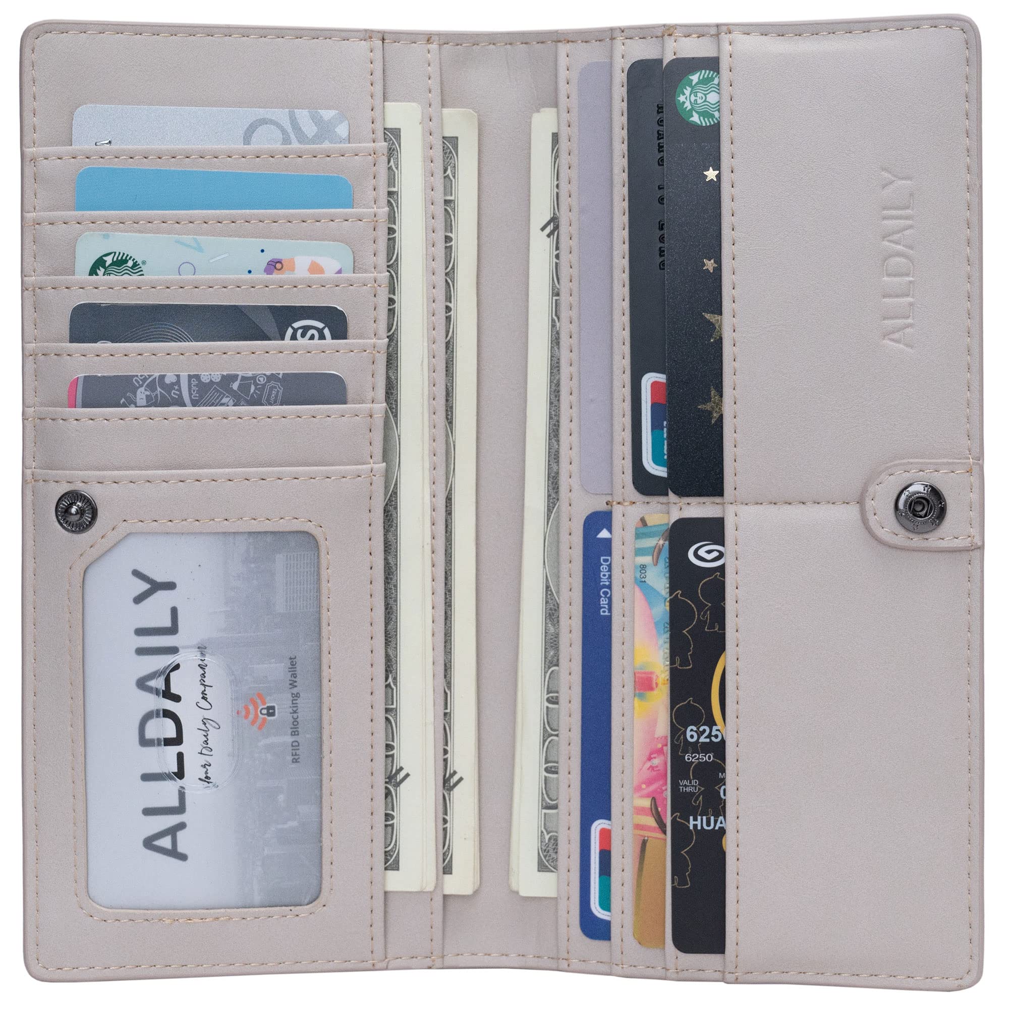 Women Wallet RFID Blocking Credit Card Holder Bifold Long Ladies Billfold (Purist Blue)