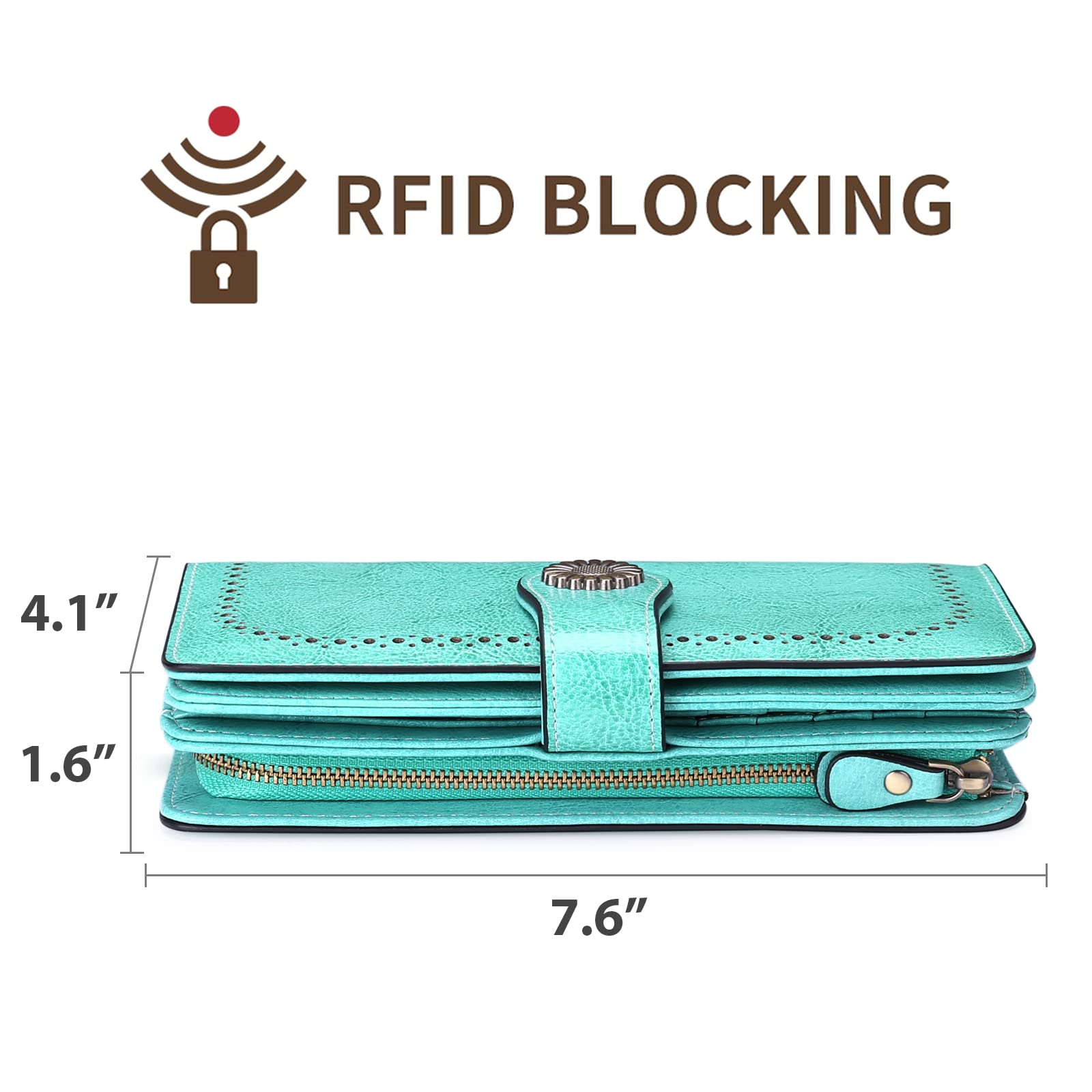 Wallets for Women Genuine Leather Credit Card Holder with RFID Blocking Large Capacity Wristlet