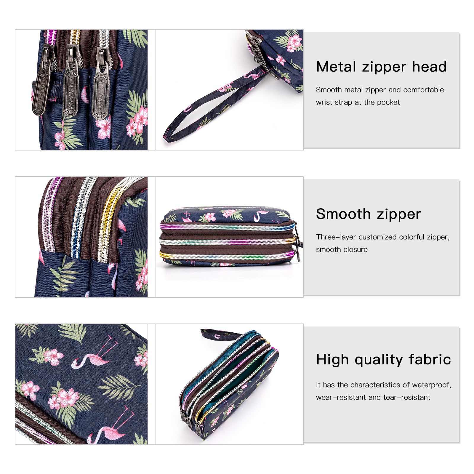 Large Capacity Wristlet Wallet - Women Printed Nylon Waterproof Handbag Clutch Purse