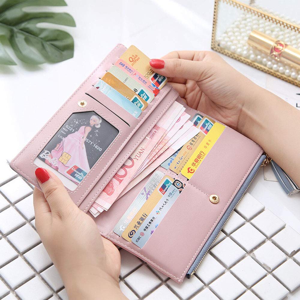 Womens Wallet Cute Elegant Long Slim Card Holder Case Minimalist Coin Purse Thin Tassels Zip Clutch Wallets for Girls Ladies