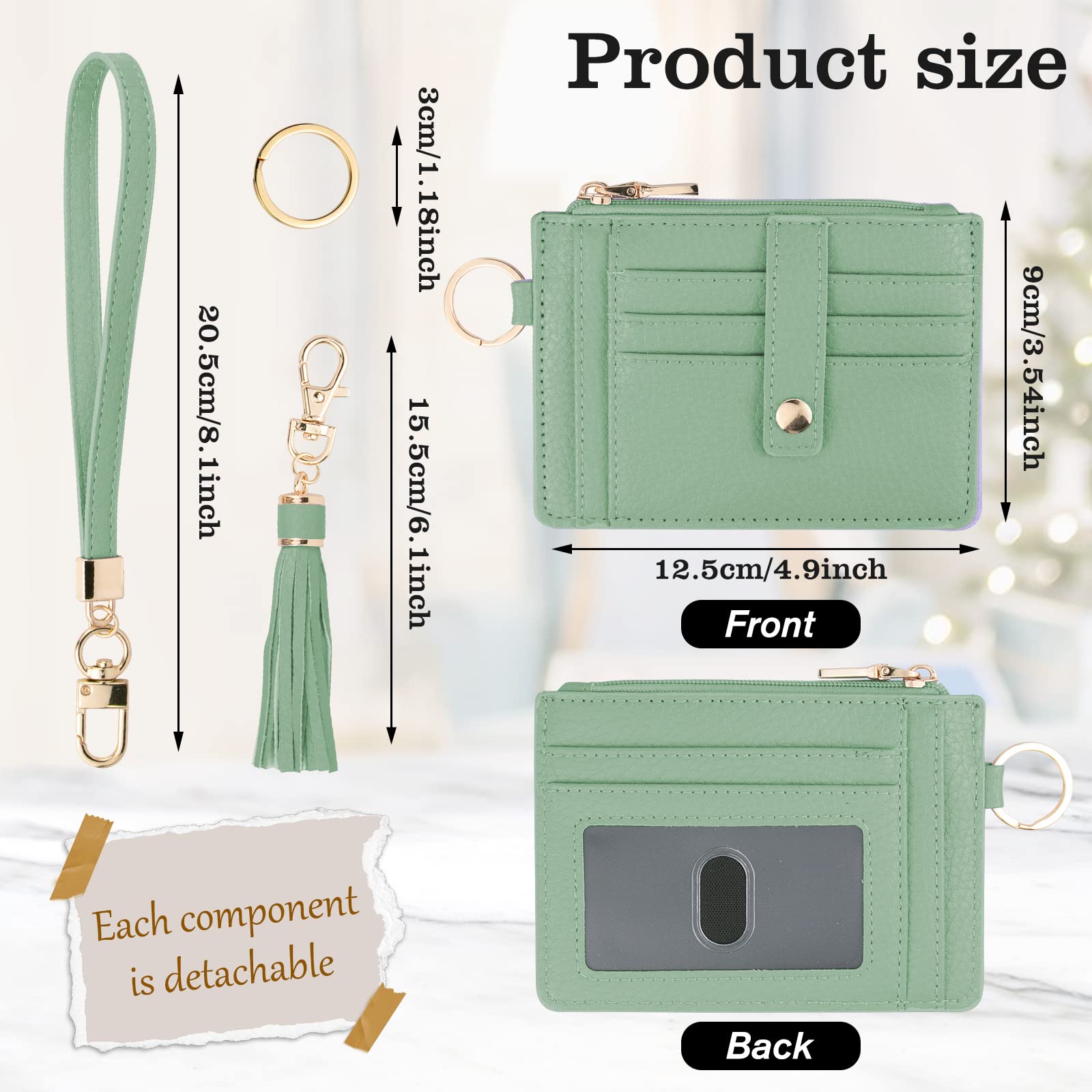 Small Wallet for Women Wristlet Keychain with Wallet,key chain wallet women Wristlet Wallets for Women（Beige）