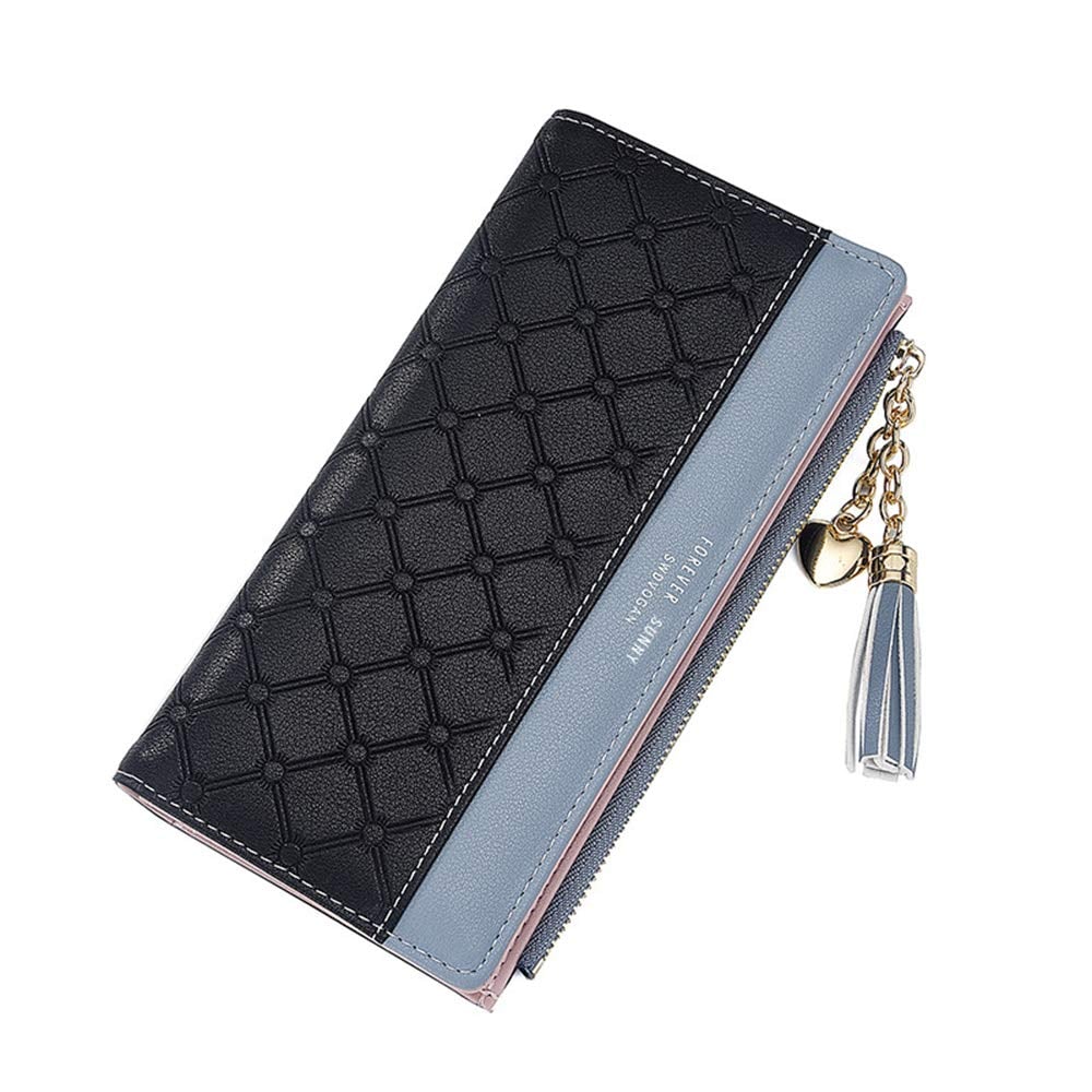 Womens Wallet Cute Elegant Long Slim Card Holder Case Minimalist Coin Purse Thin Tassels Zip Clutch Wallets for Girls Ladies