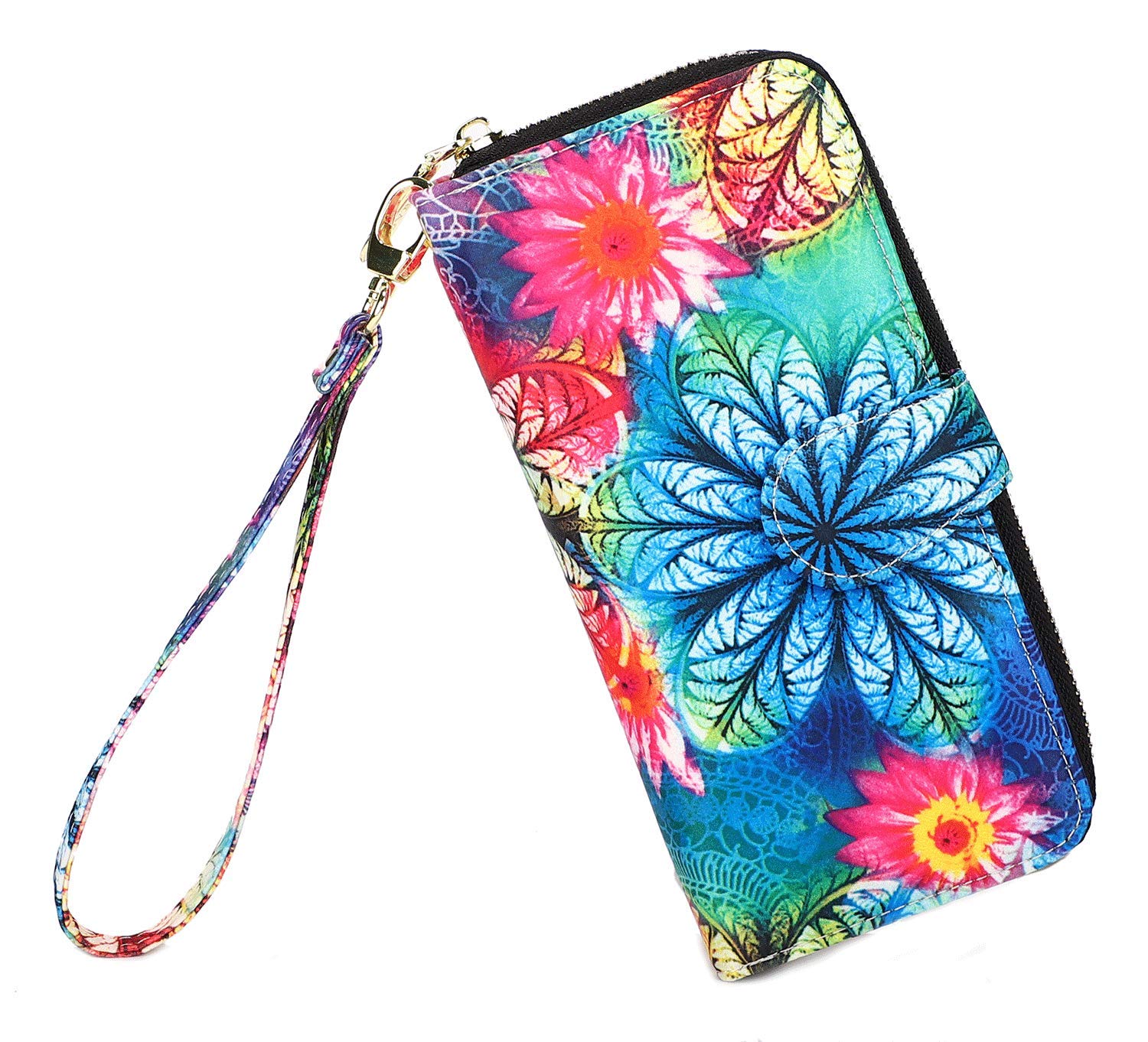 Women's Wallet Clutch - Stylish, Spacious w/Wristlet for Travel, Holds Cards, Phone, Cash