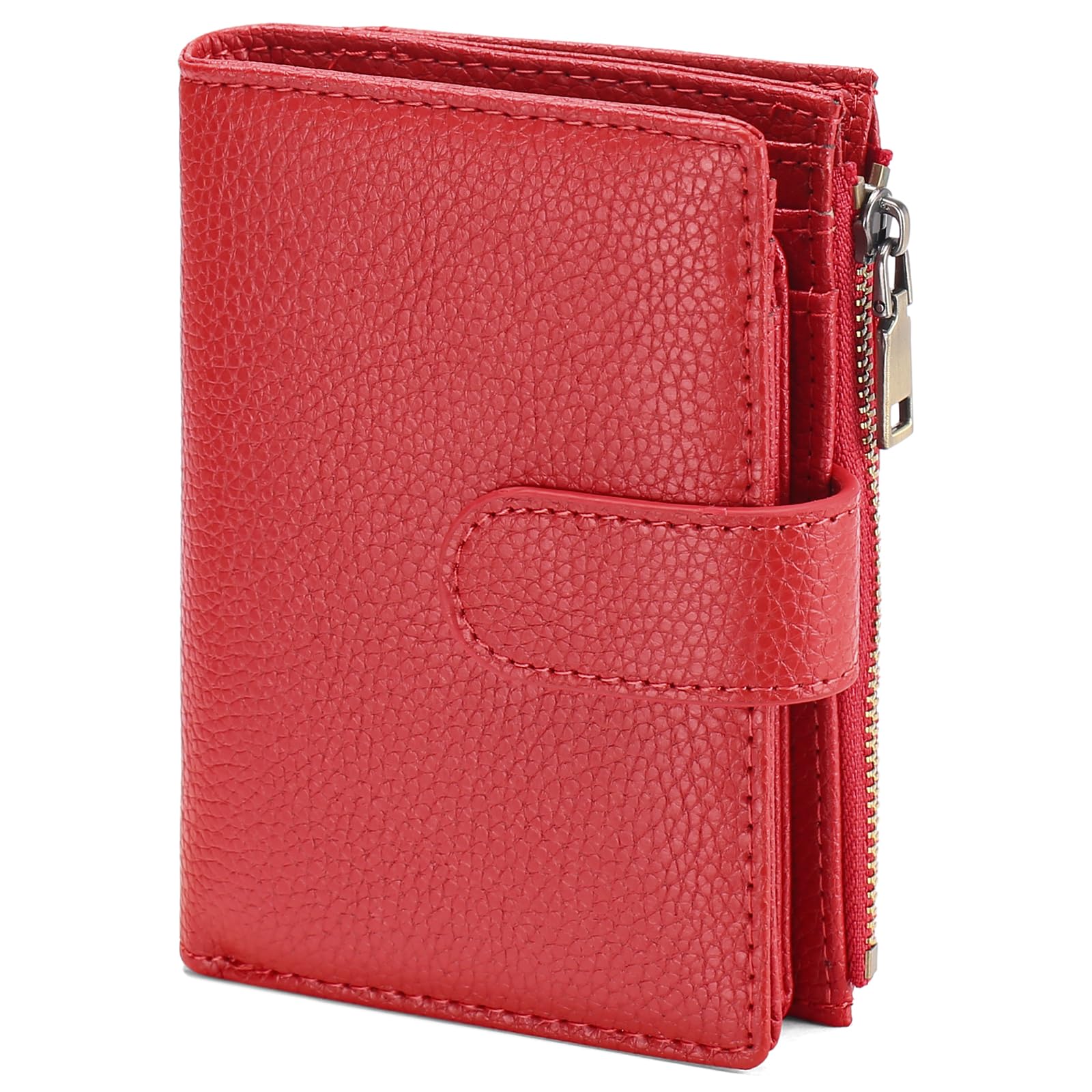 Small Wallets for Women Leather RFID Blocking Bifold Zipper Pocket Wallet Card Case Purse with ID Window