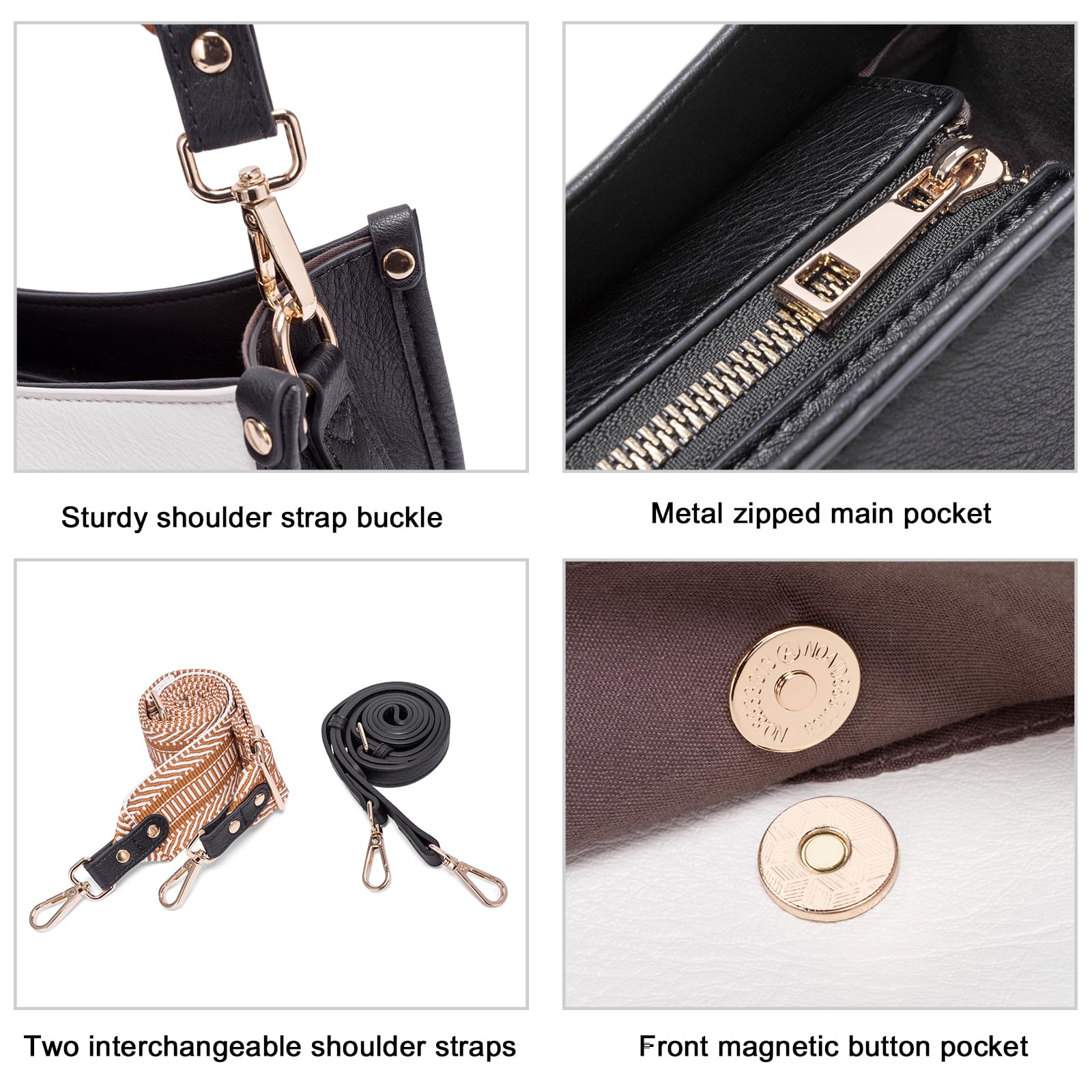 Vegen Leather Crossbody Bags For Women Trendy 2Pcs Hobo Handbag Wallet Set With 2Adjustable Guitar Strap