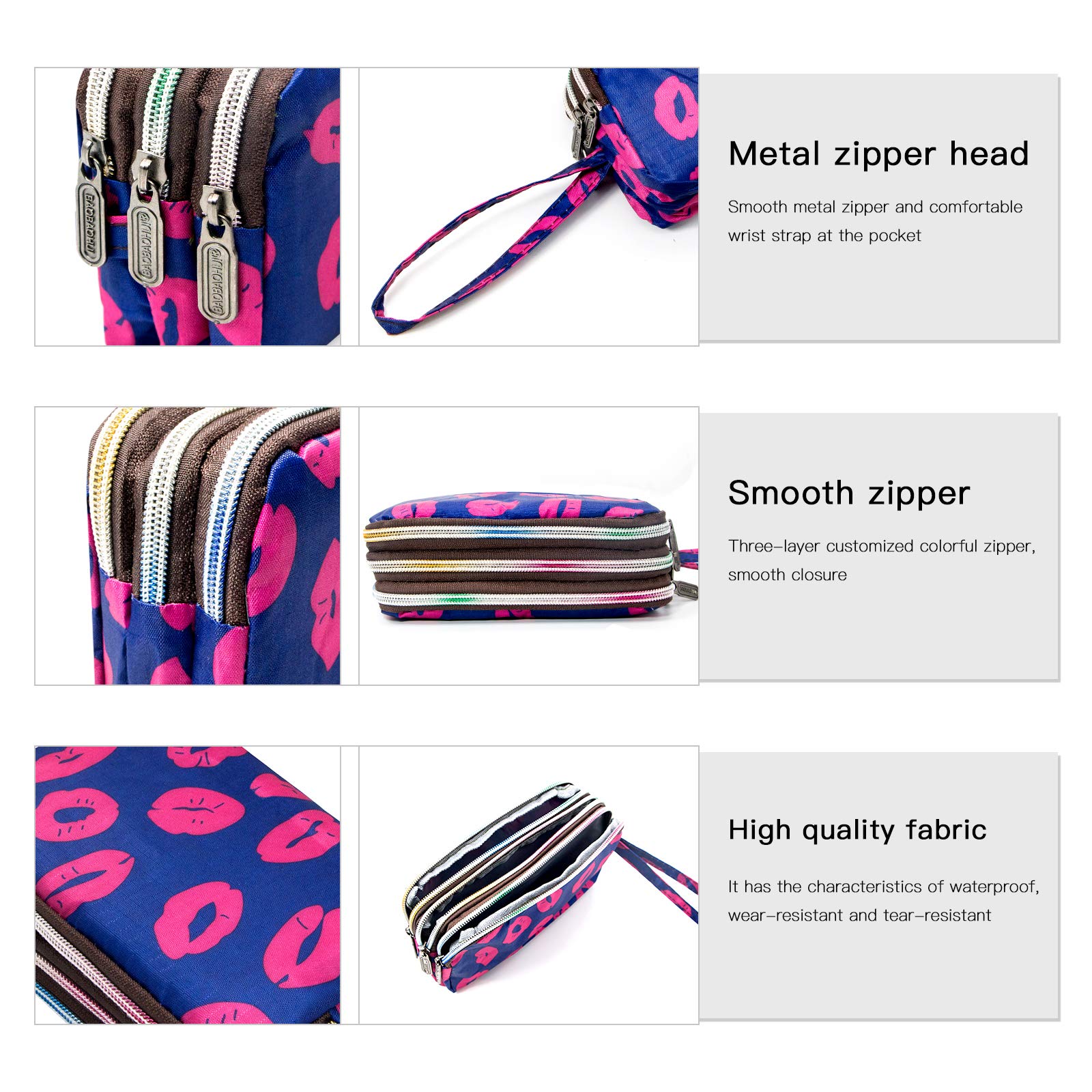 Large Capacity Wristlet Wallet - Women Printed Nylon Waterproof Handbag Clutch Purse