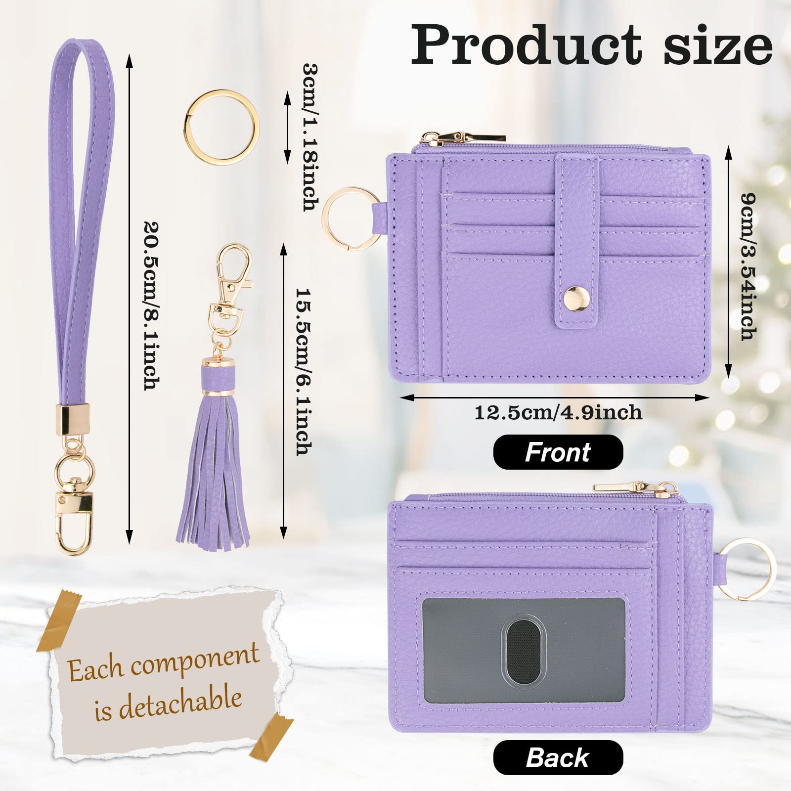 Small Wallet for Women Wristlet Keychain with Wallet,key chain wallet women Wristlet Wallets for Women（Beige）