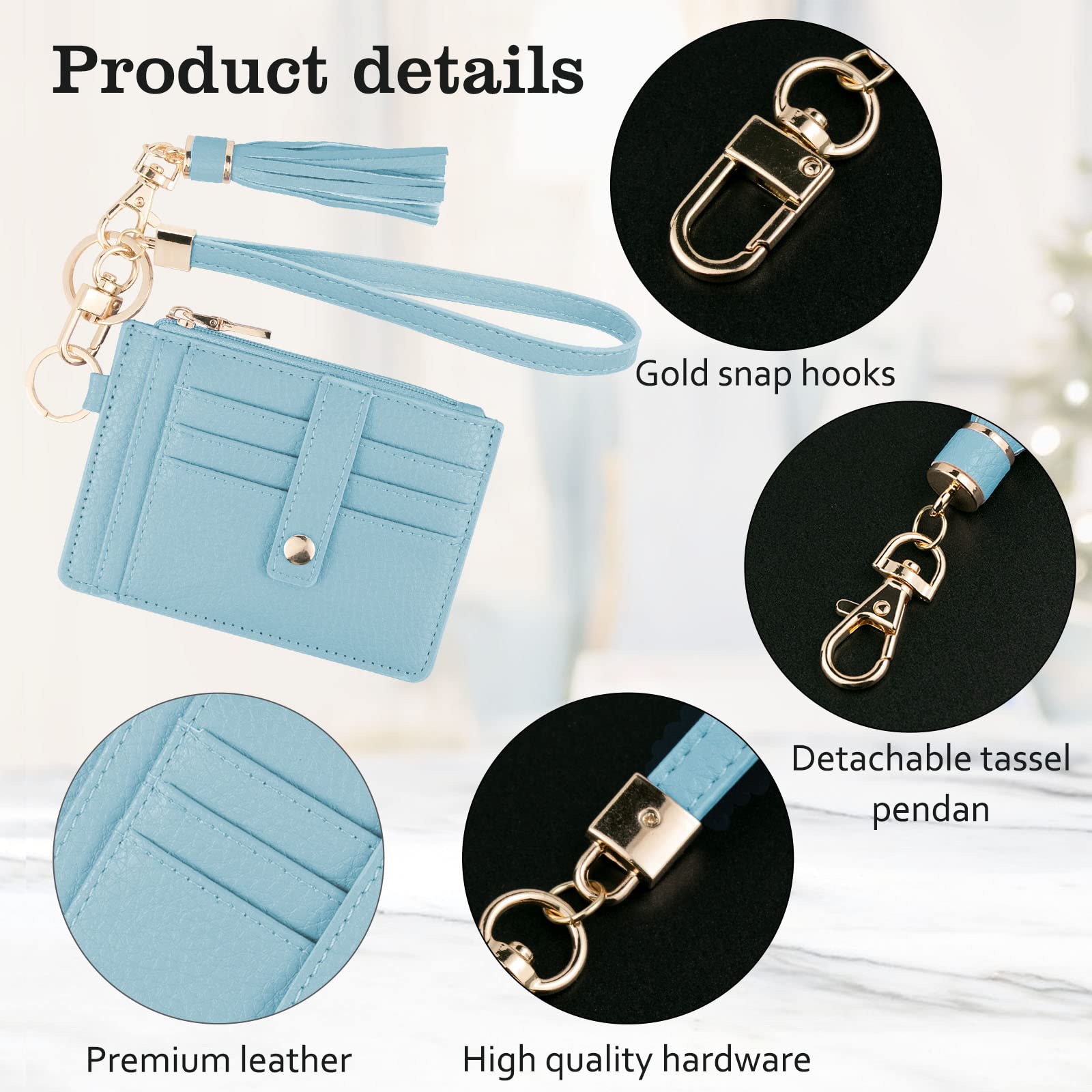 Small Wallet for Women Wristlet Keychain with Wallet,key chain wallet women Wristlet Wallets for Women（Beige）