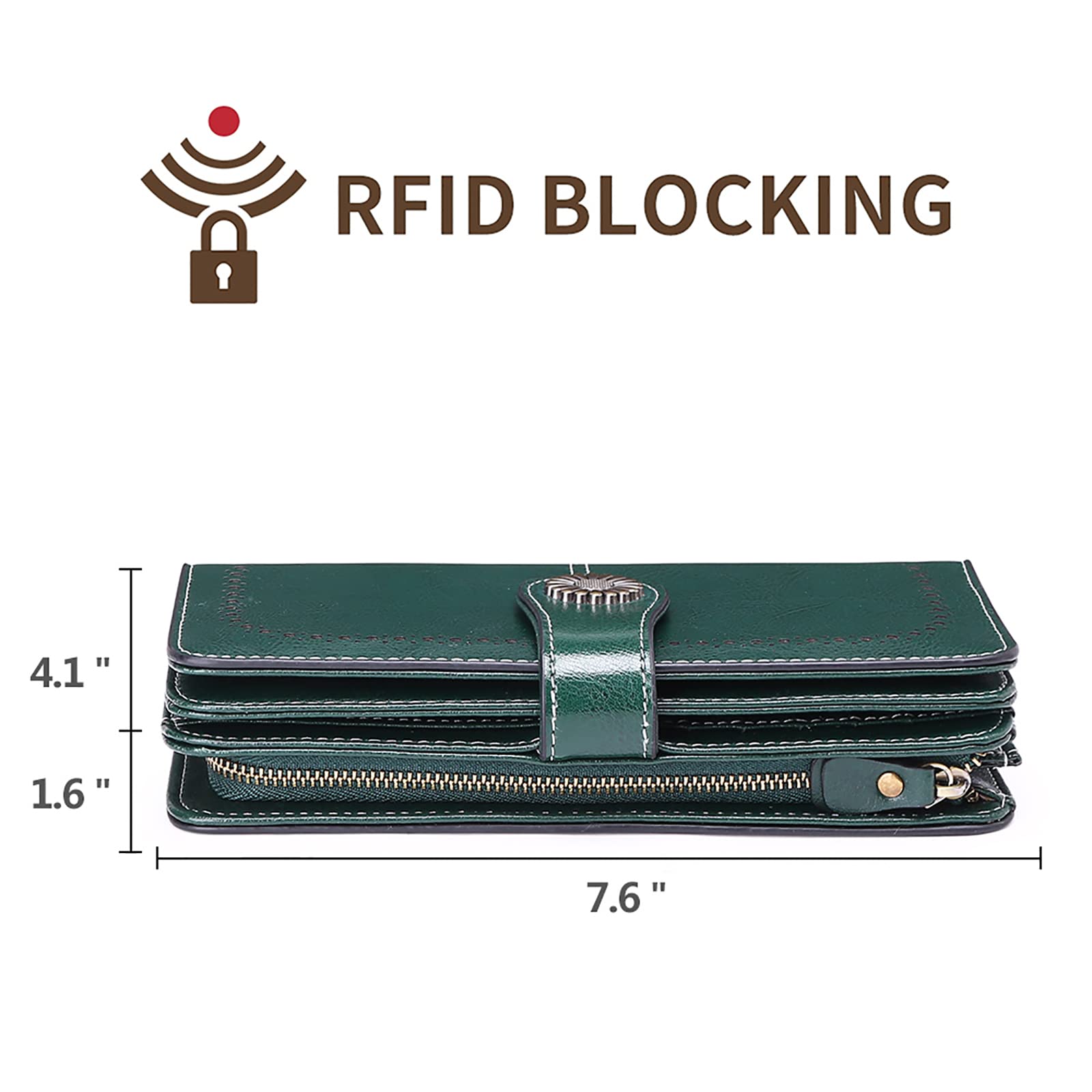 Wallets for Women Genuine Leather Credit Card Holder with RFID Blocking Large Capacity Wristlet