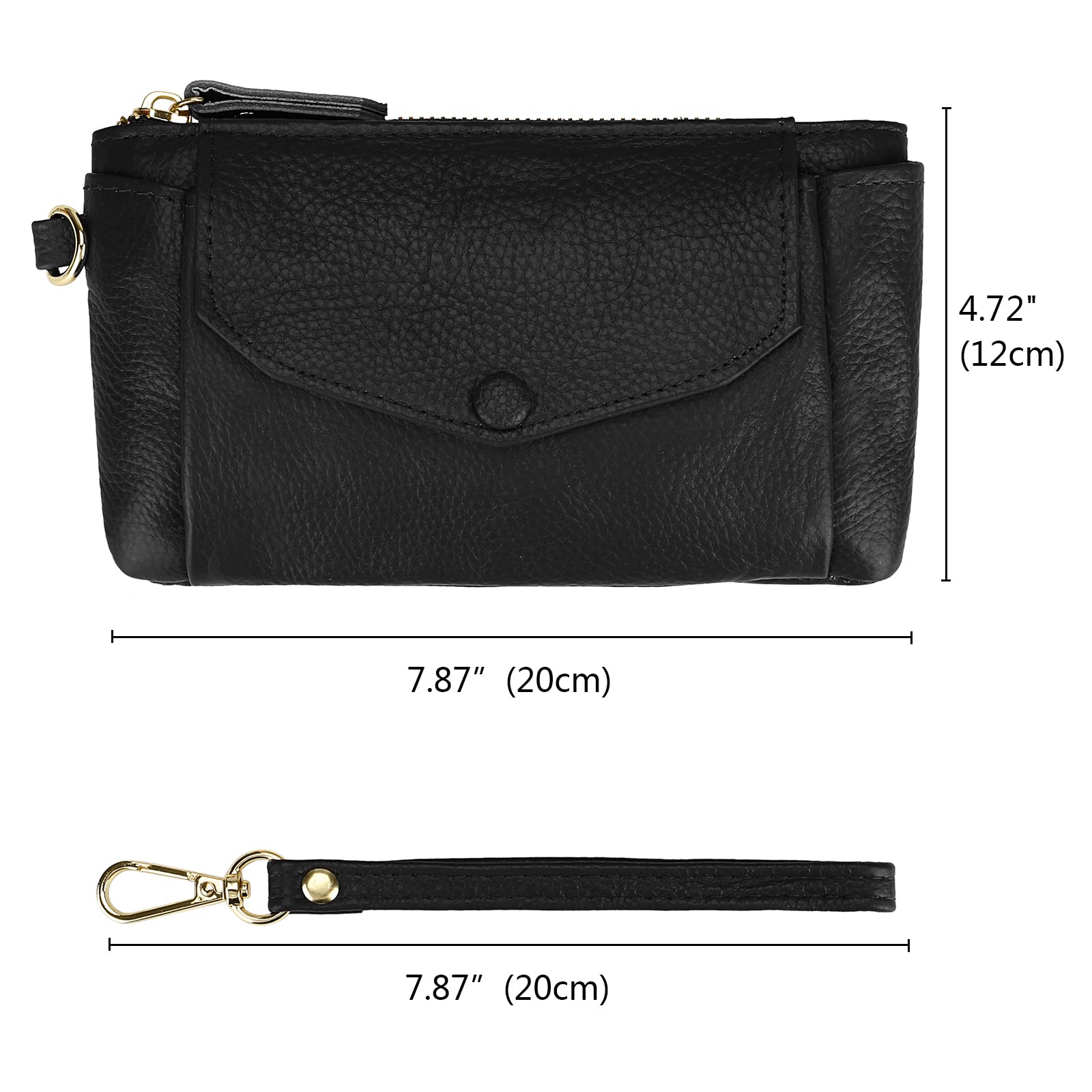 Wallet Wristlets Clutch Purses for Women Genuine Leather Crossbody Bag Handbag with Detachable Shoulder Chain