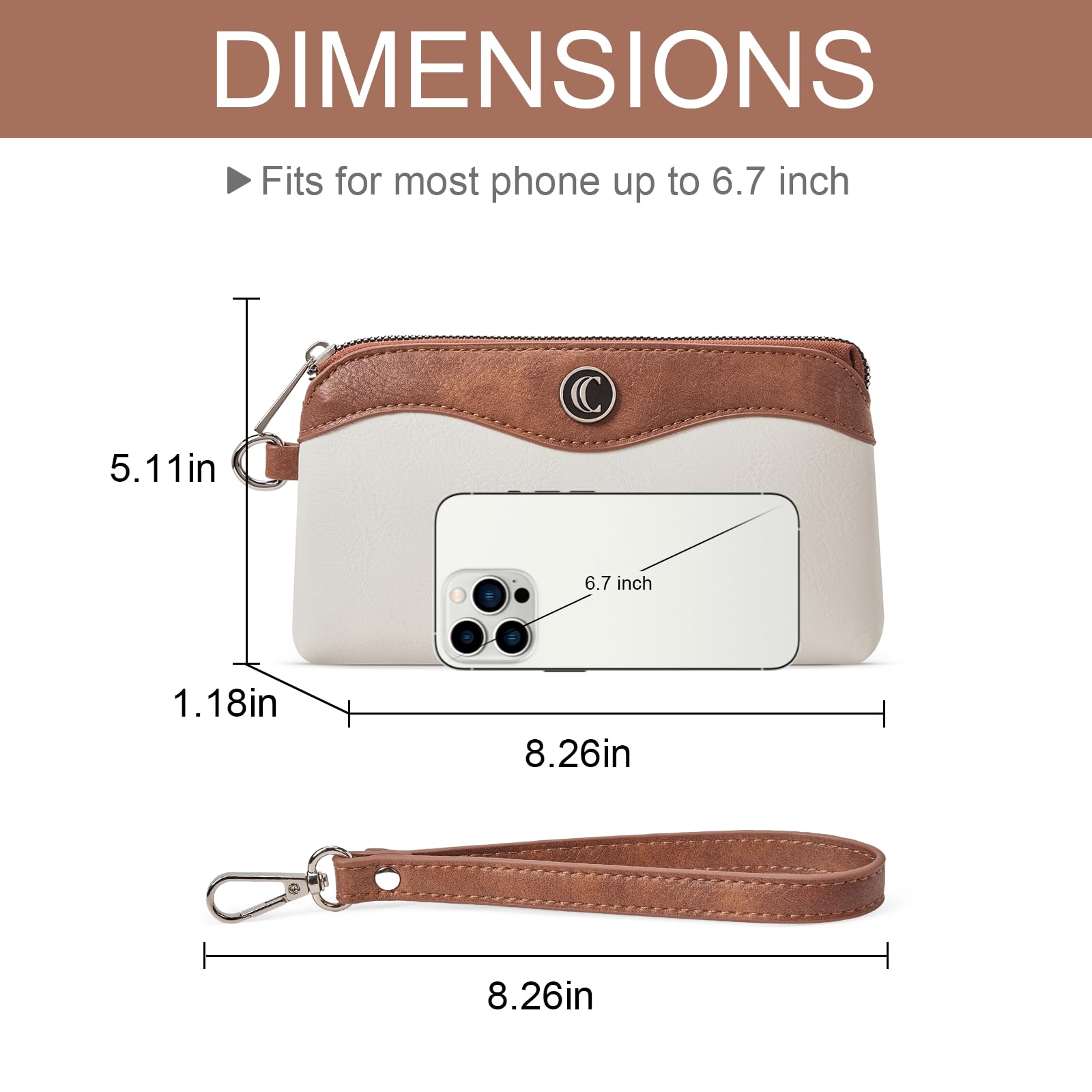 Womens Wallet Large Capacity Leather Wristlet Clutch Zipper Purse Slim Ladies Travel Credit Card Holder Phone Organizer