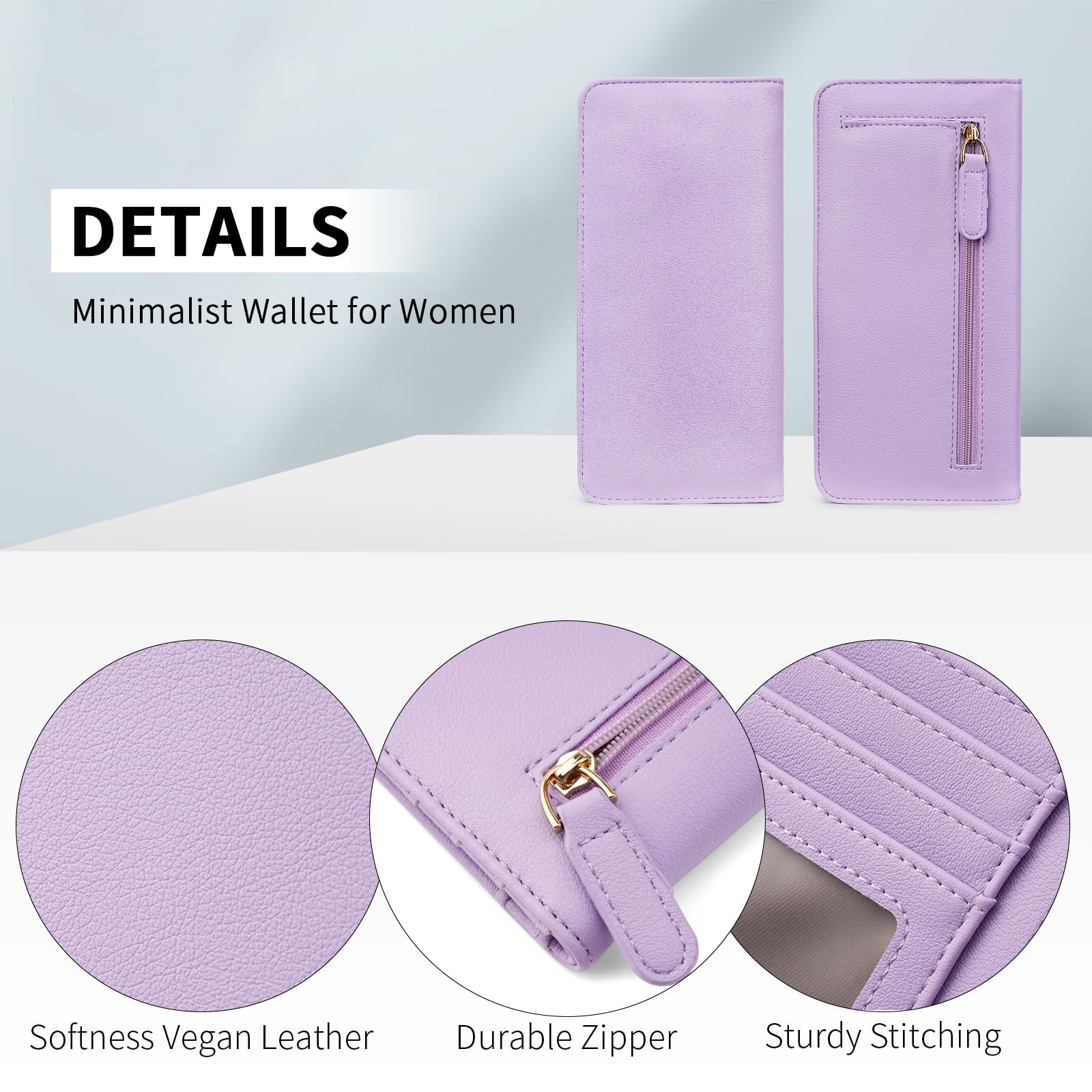 Wallet Women Ultra Slim Thin Leather Womens Wallet RFID Blocking Credit Card Holder Bifold Clutch Long Ladies Billfold