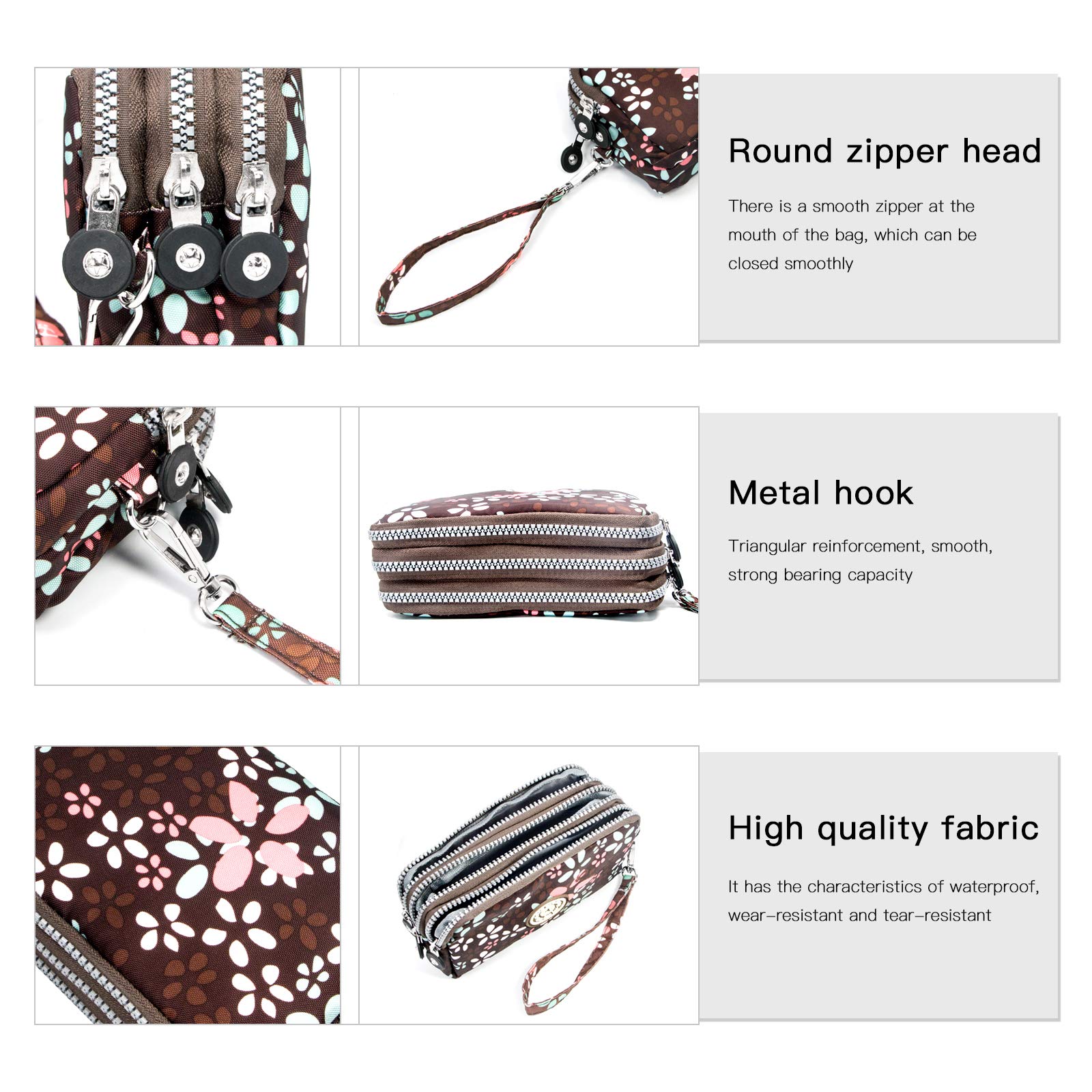 Large Capacity Wristlet Wallet - Women Printed Nylon Waterproof Handbag Clutch Purse