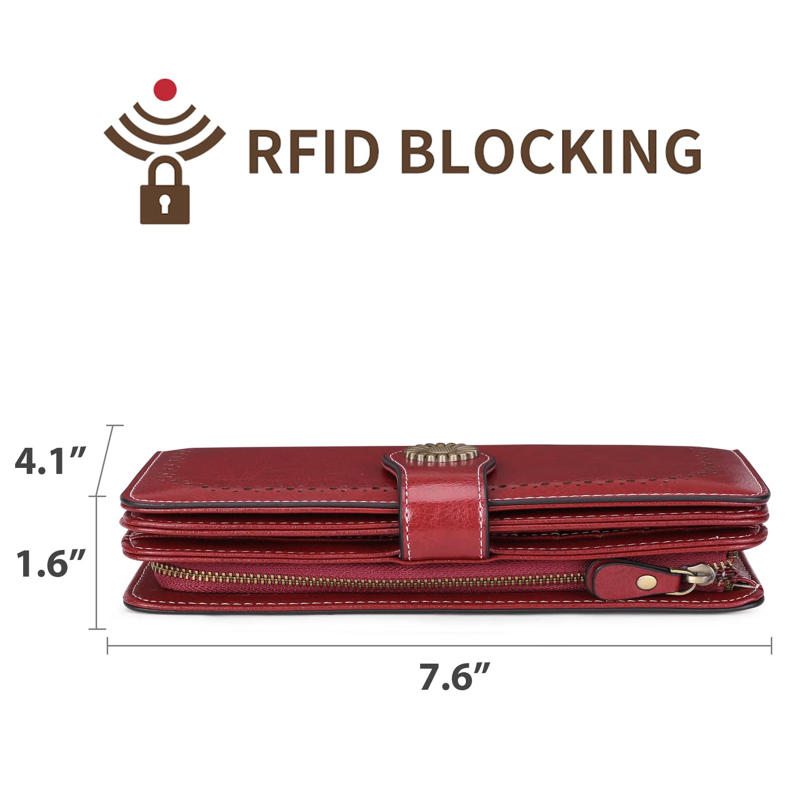 Wallets for Women Genuine Leather Credit Card Holder with RFID Blocking Large Capacity Wristlet