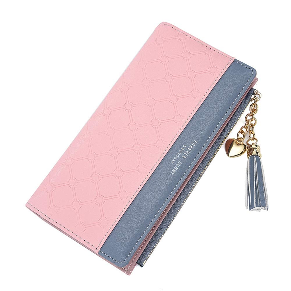 Womens Wallet Cute Elegant Long Slim Card Holder Case Minimalist Coin Purse Thin Tassels Zip Clutch Wallets for Girls Ladies