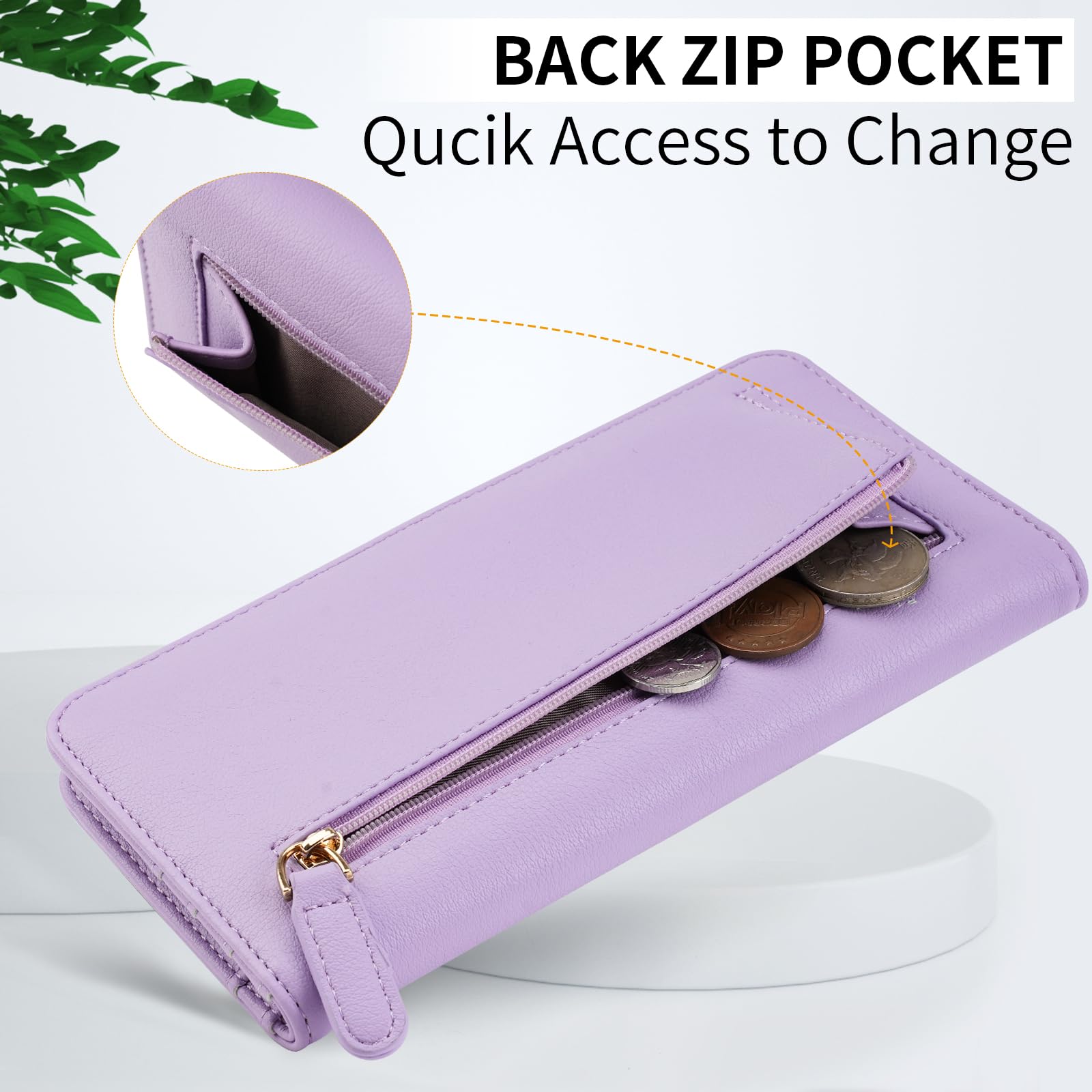 Wallet Women Ultra Slim Thin Leather Womens Wallet RFID Blocking Credit Card Holder Bifold Clutch Long Ladies Billfold