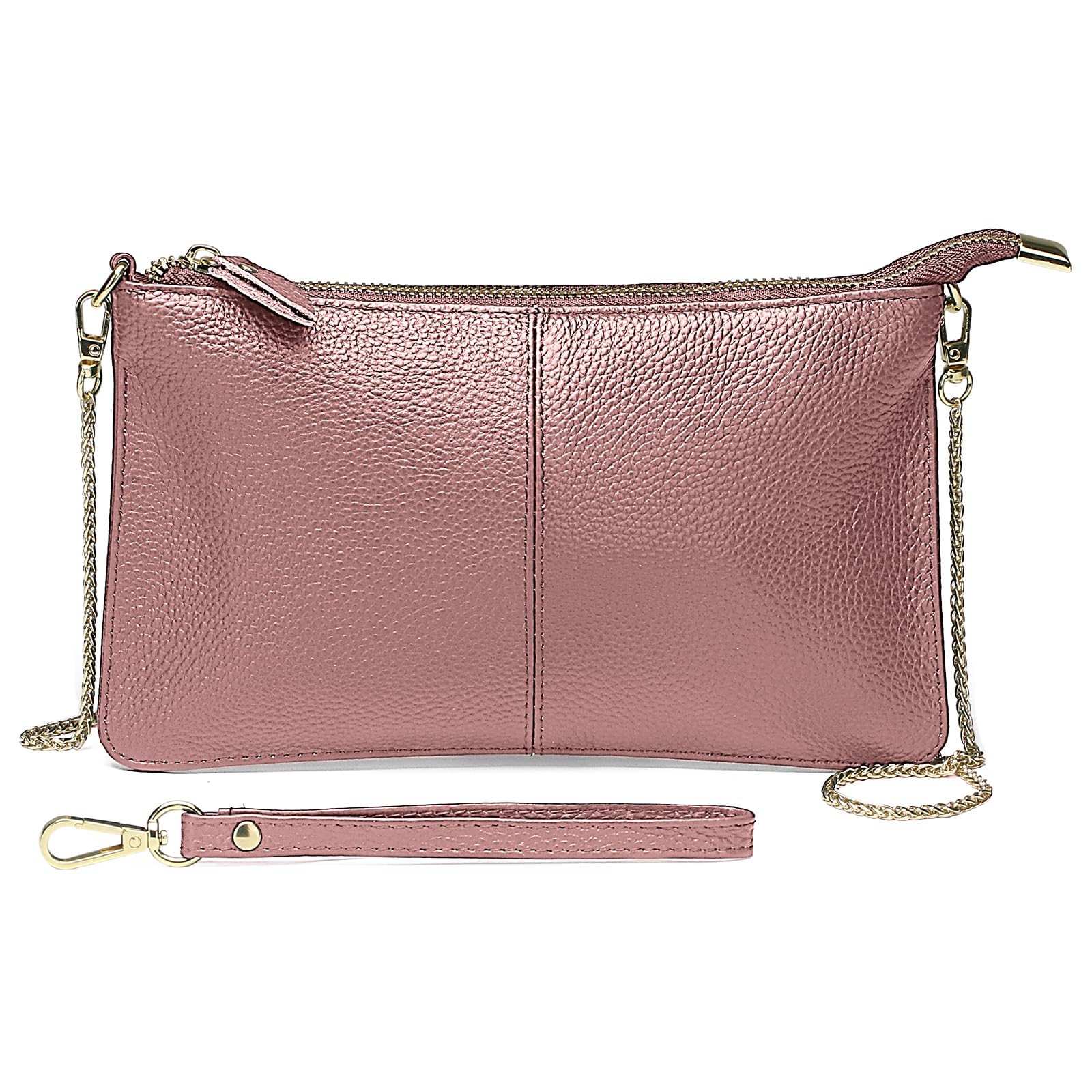 Wallet Wristlets Clutch Purses for Women Genuine Leather Crossbody Bag Handbag with Detachable Shoulder Chain