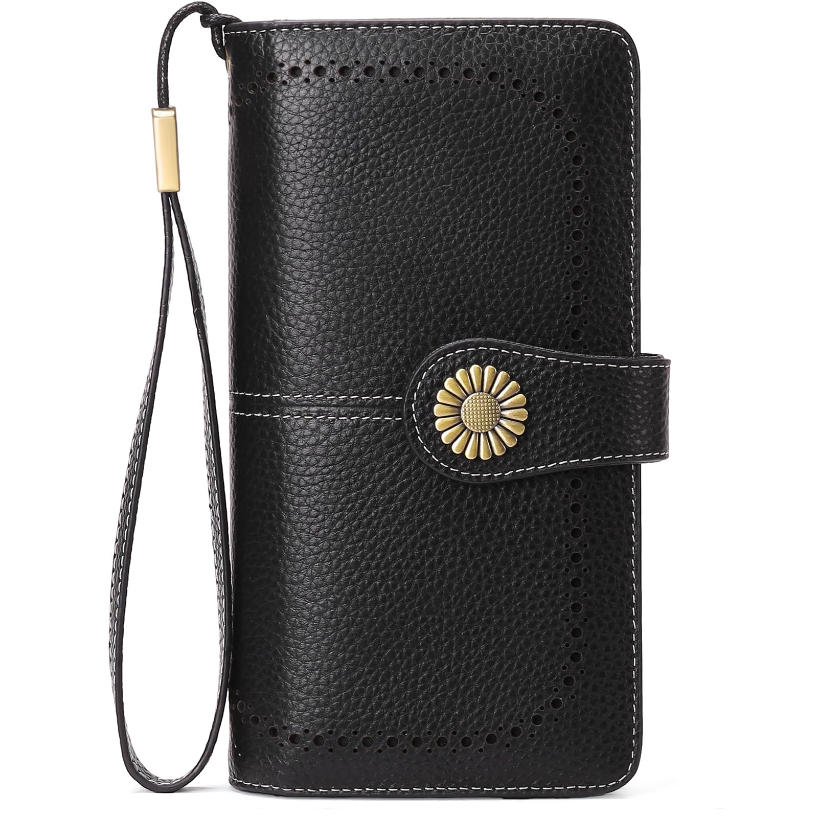 Wallets for Women Genuine Leather Credit Card Holder with RFID Blocking Large Capacity Wristlet