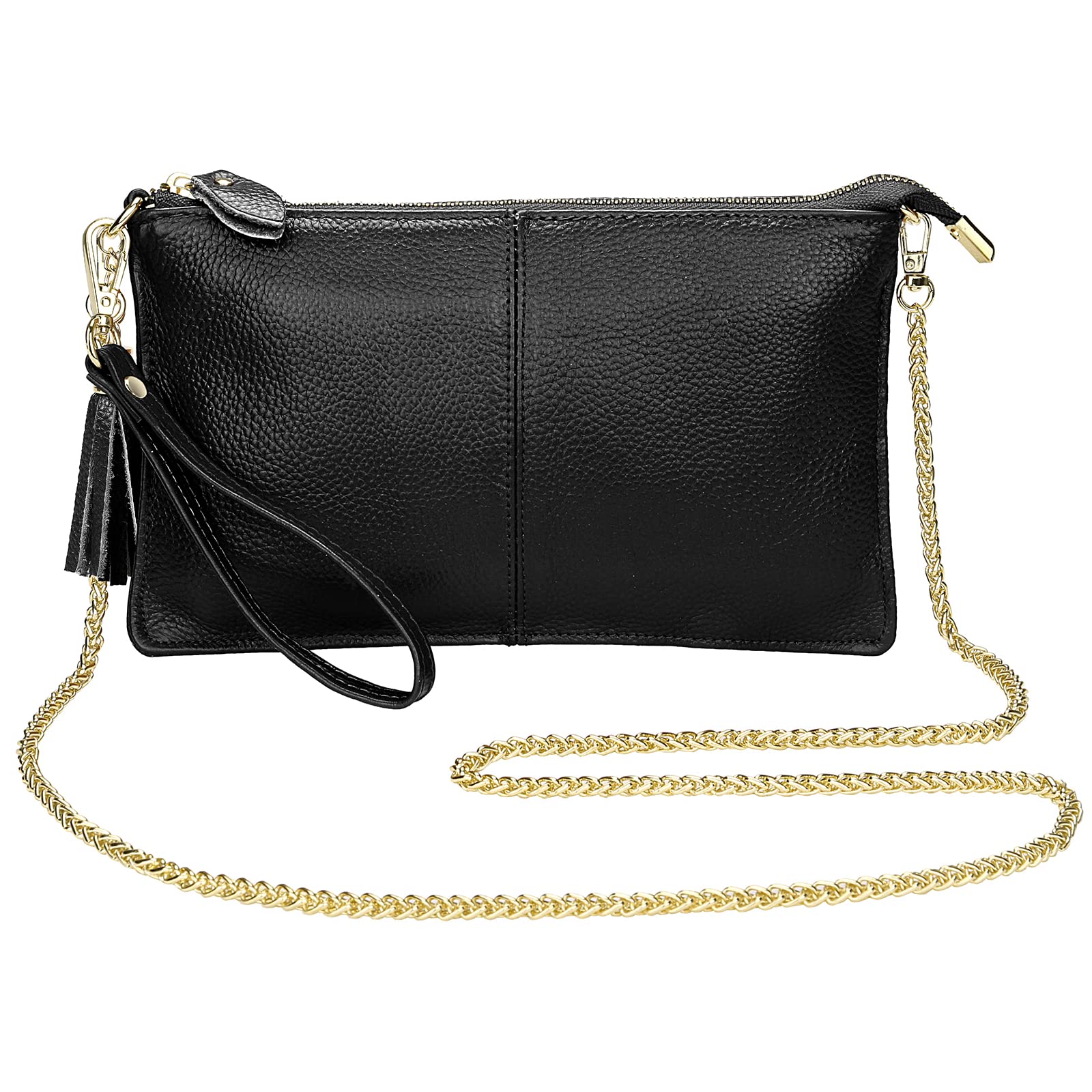 Wallet Wristlets Clutch Purses for Women Genuine Leather Crossbody Bag Handbag with Detachable Shoulder Chain