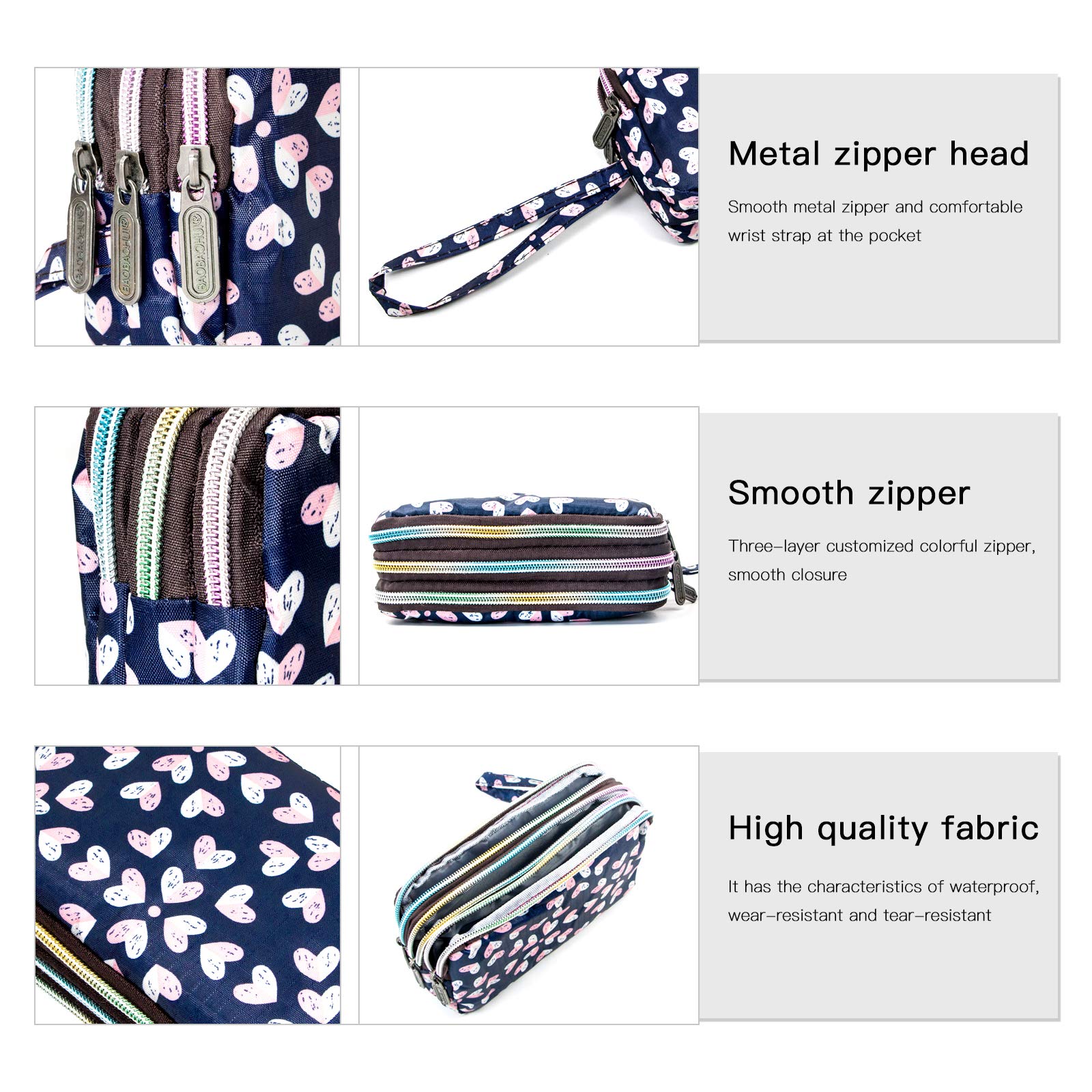 Large Capacity Wristlet Wallet - Women Printed Nylon Waterproof Handbag Clutch Purse