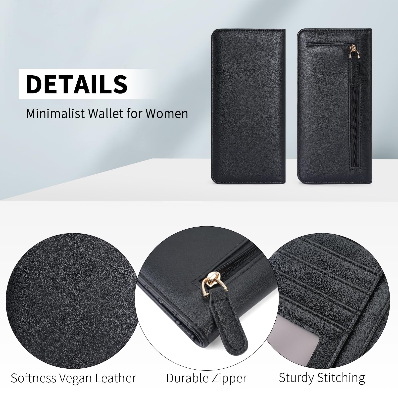 Wallet Women Ultra Slim Thin Leather Womens Wallet RFID Blocking Credit Card Holder Bifold Clutch Long Ladies Billfold