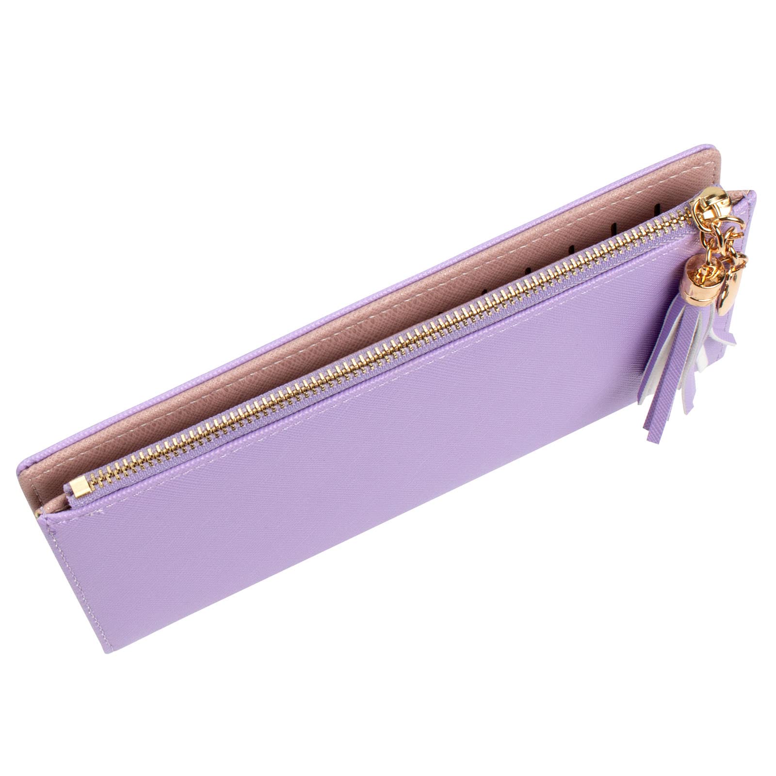 Womens Wallet Cute Elegant Long Slim Card Holder Case Minimalist Coin Purse Thin Tassels Zip Clutch Wallets for Girls Ladies