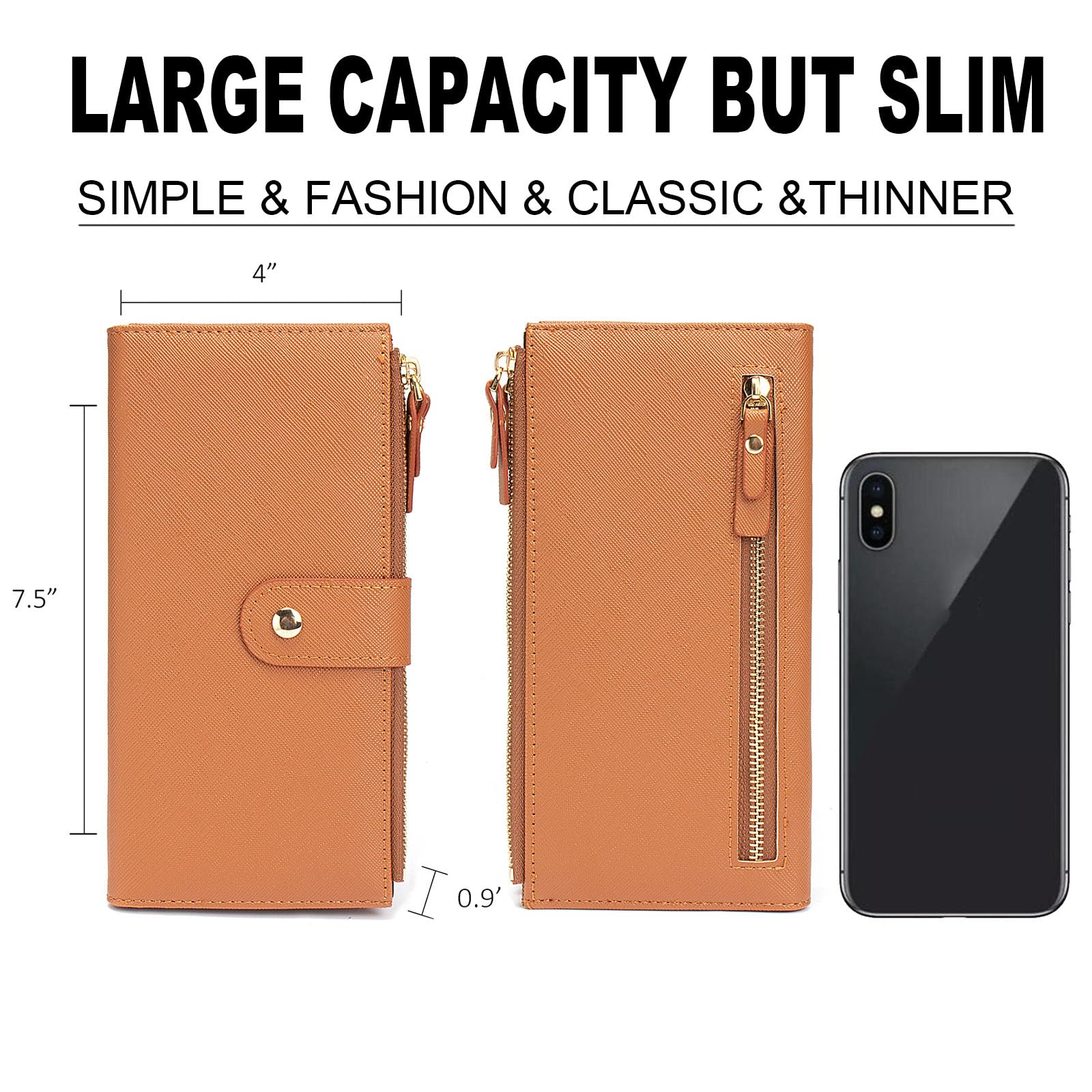 Womens Wallet Cute Elegant Long Slim Card Holder Case Minimalist Coin Purse Thin Tassels Zip Clutch Wallets for Girls Ladies