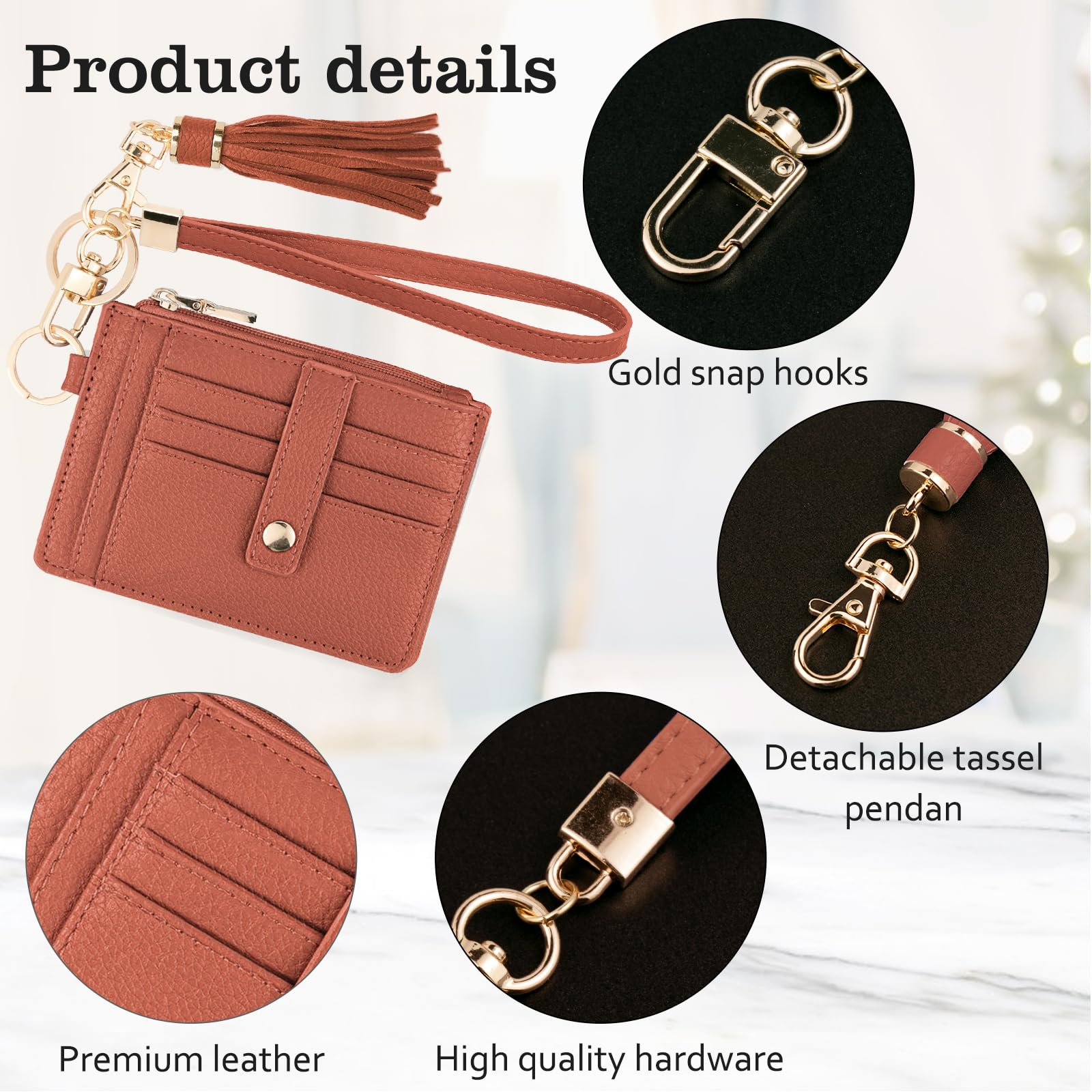 Small Wallet for Women Wristlet Keychain with Wallet,key chain wallet women Wristlet Wallets for Women（Beige）