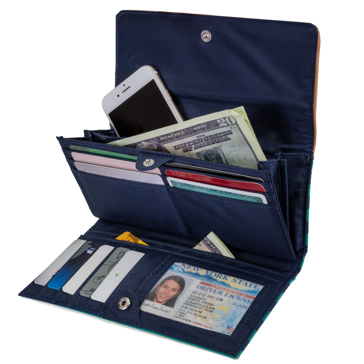 The Perfect Carry All Money Manager Wallet Oraganizer with RFID Blocking Wallet, Indigo/Bone/Sand, One Size US