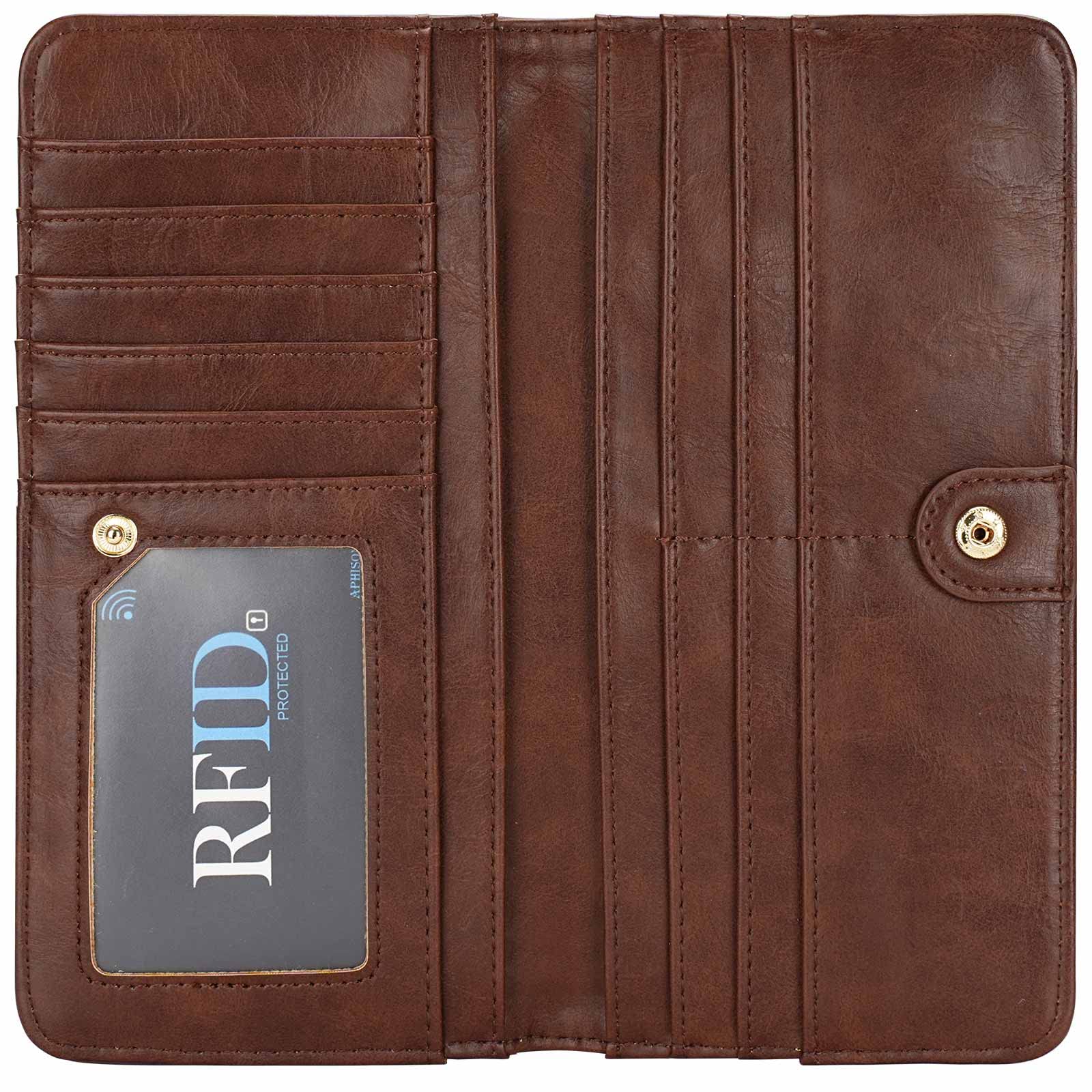 Wallet Women Ultra Slim Thin Leather Womens Wallet RFID Blocking Credit Card Holder Bifold Clutch Long Ladies Billfold