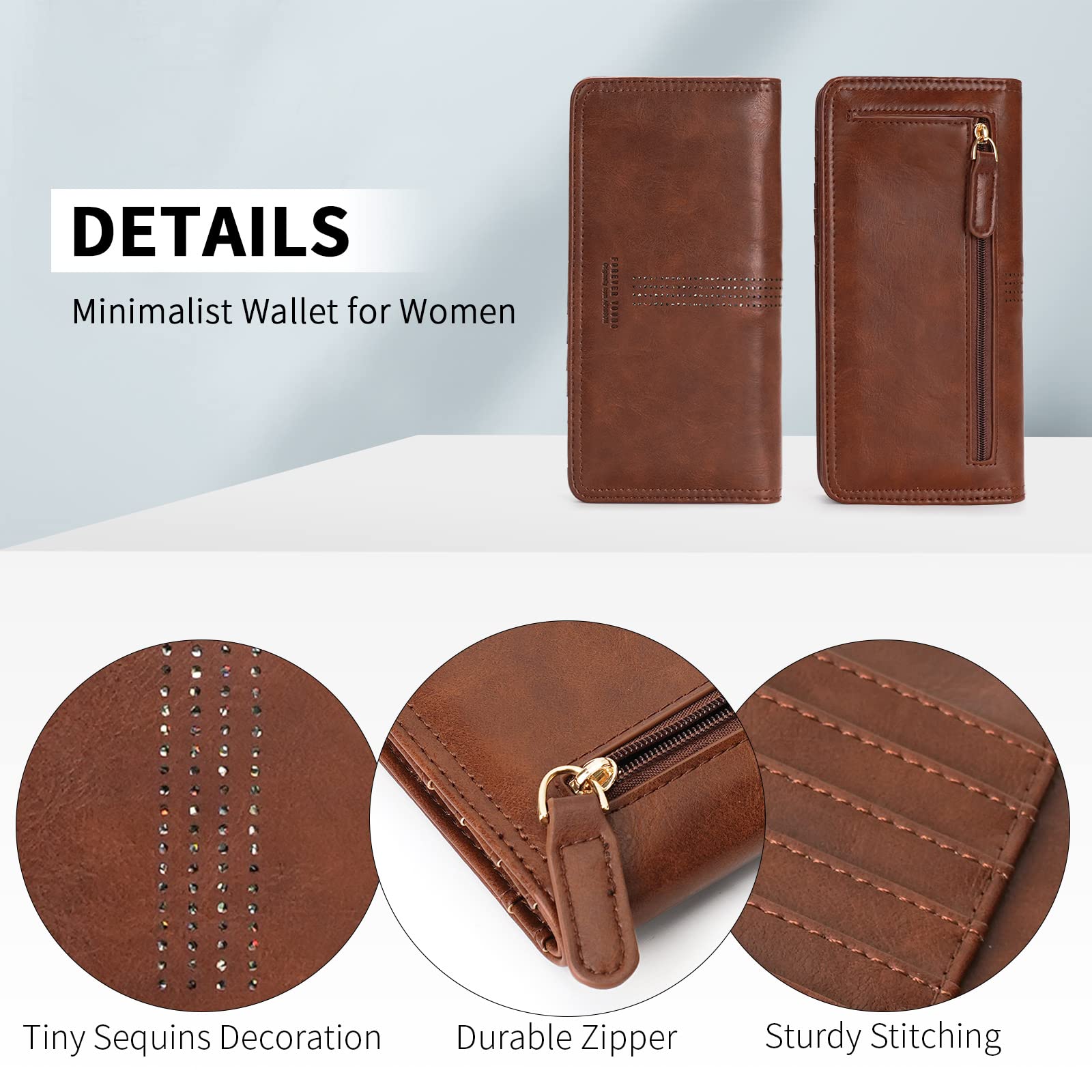 Wallet Women Ultra Slim Thin Leather Womens Wallet RFID Blocking Credit Card Holder Bifold Clutch Long Ladies Billfold