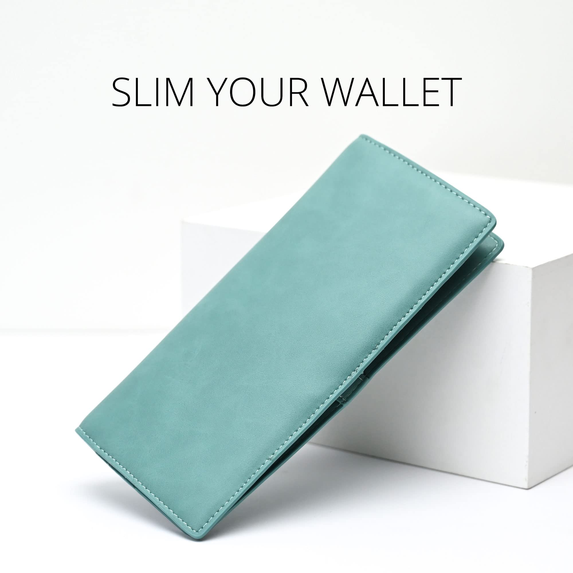 Women Wallet RFID Blocking Credit Card Holder Bifold Long Ladies Billfold (Purist Blue)