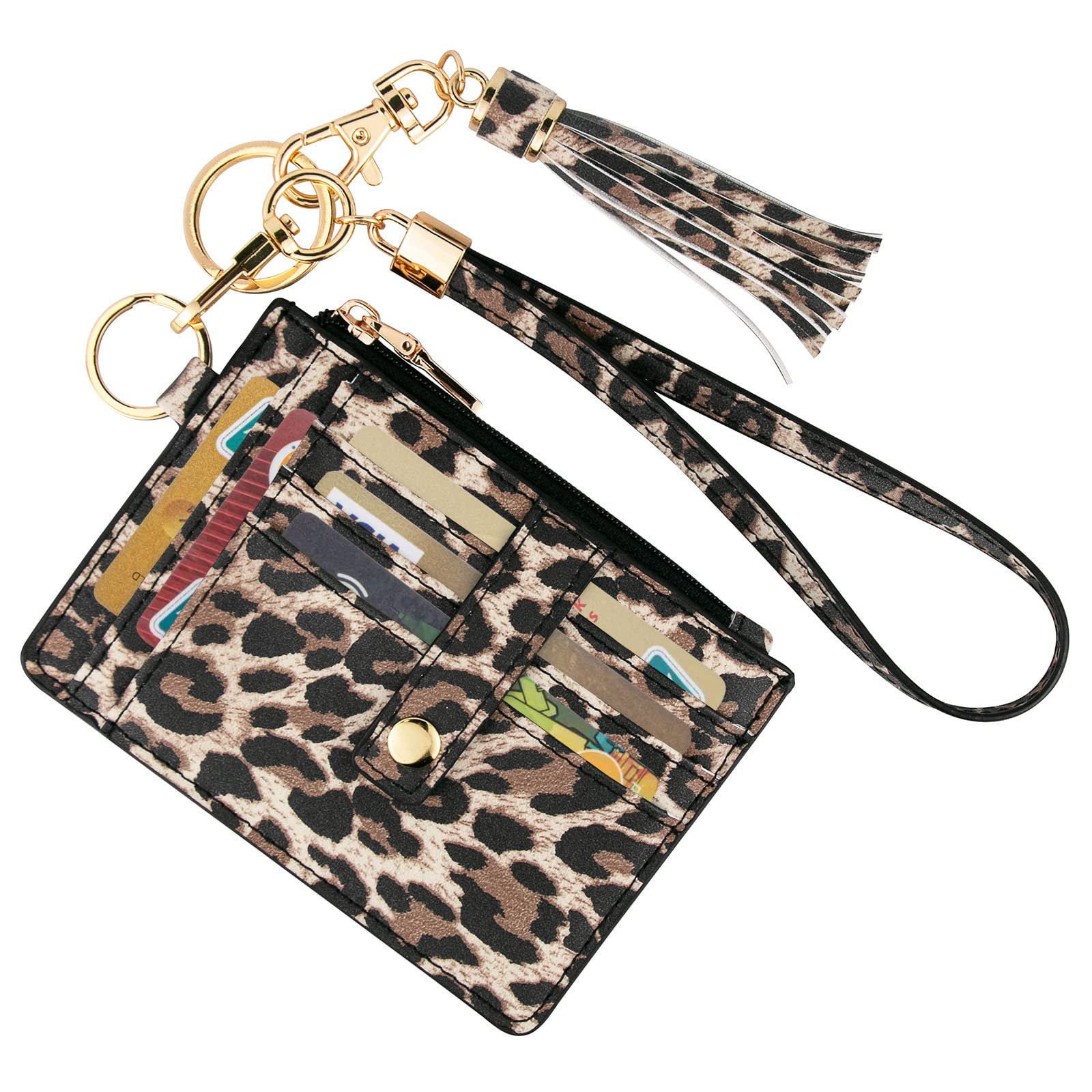 Small Wallet for Women Wristlet Keychain with Wallet,key chain wallet women Wristlet Wallets for Women（Beige）