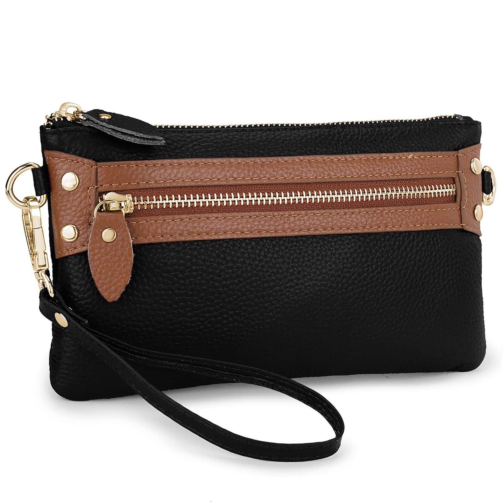 Wallet Wristlets Clutch Purses for Women Genuine Leather Crossbody Bag Handbag with Detachable Shoulder Chain