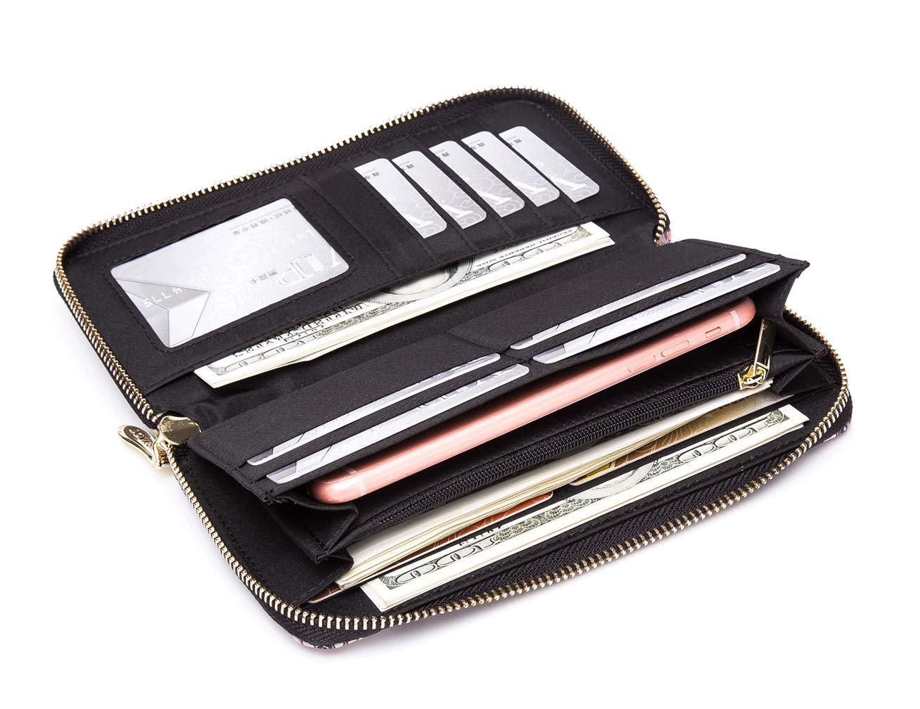 Women's Wallet Clutch - Stylish, Spacious w/Wristlet for Travel, Holds Cards, Phone, Cash