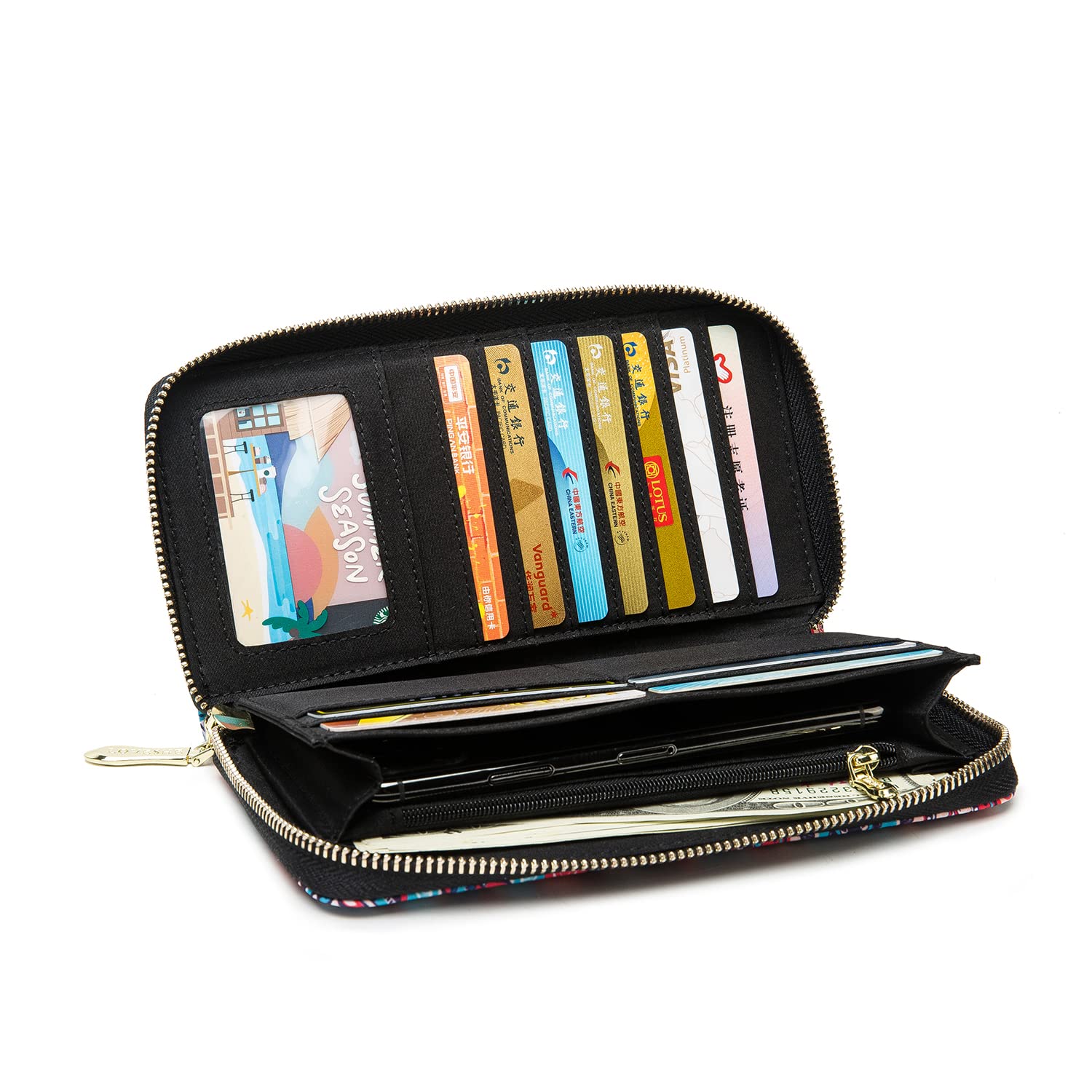 Women's Wallet Clutch - Stylish, Spacious w/Wristlet for Travel, Holds Cards, Phone, Cash