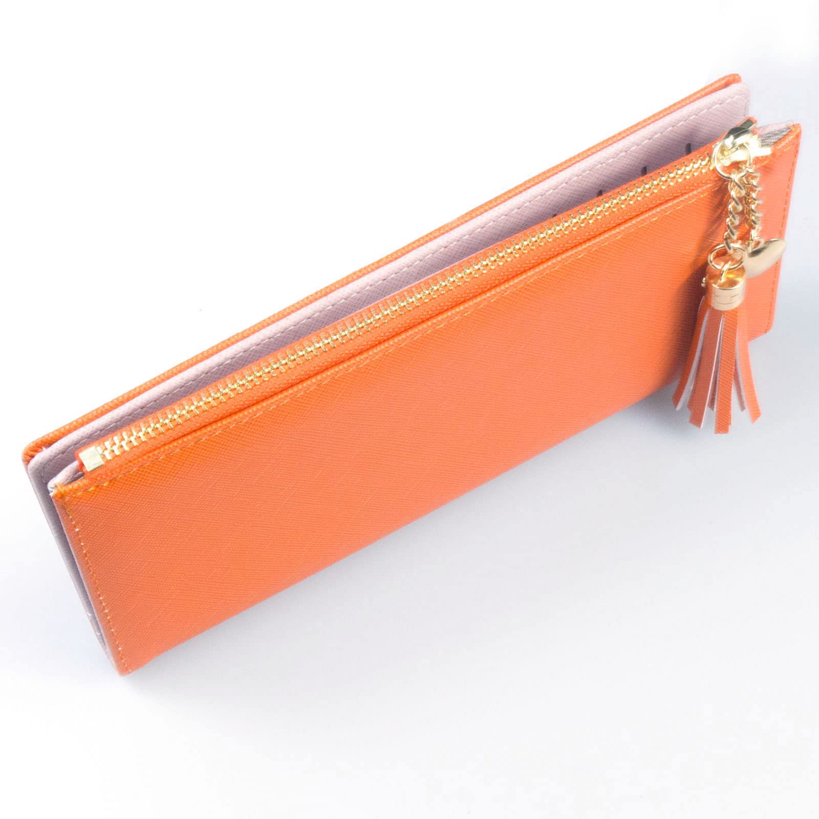 Womens Wallet Cute Elegant Long Slim Card Holder Case Minimalist Coin Purse Thin Tassels Zip Clutch Wallets for Girls Ladies