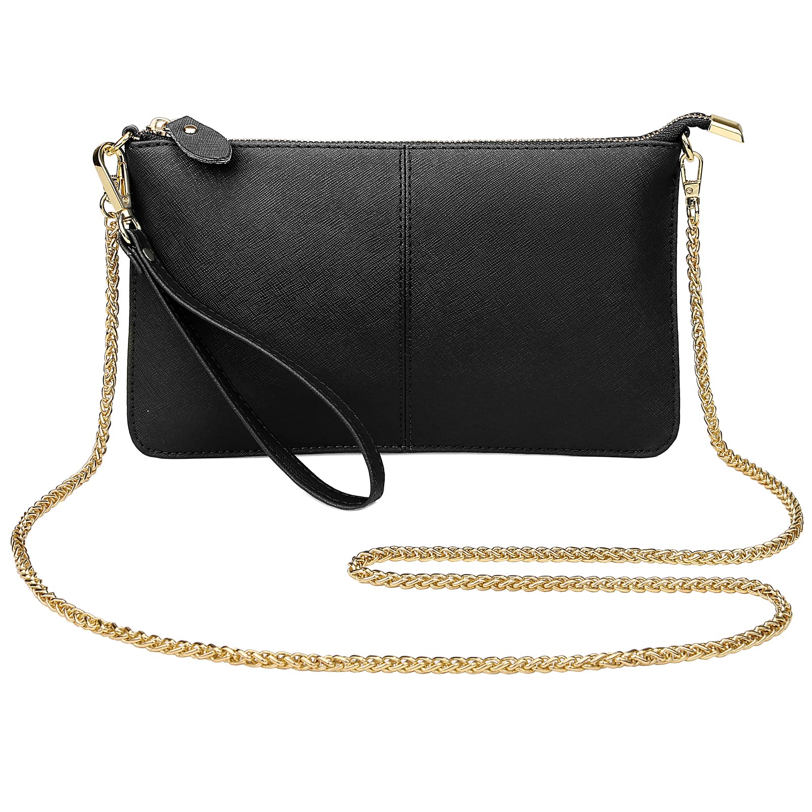 Wallet Wristlets Clutch Purses for Women Genuine Leather Crossbody Bag Handbag with Detachable Shoulder Chain