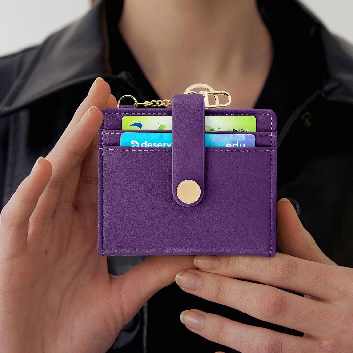 Wallet for Women,RFID Blocking Bifold Credit Card Holder with Zipper Coin Pocket,ID Window &amp; Keychain