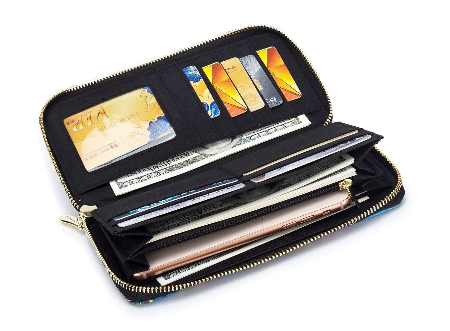 Women's Wallet Clutch - Stylish, Spacious w/Wristlet for Travel, Holds Cards, Phone, Cash