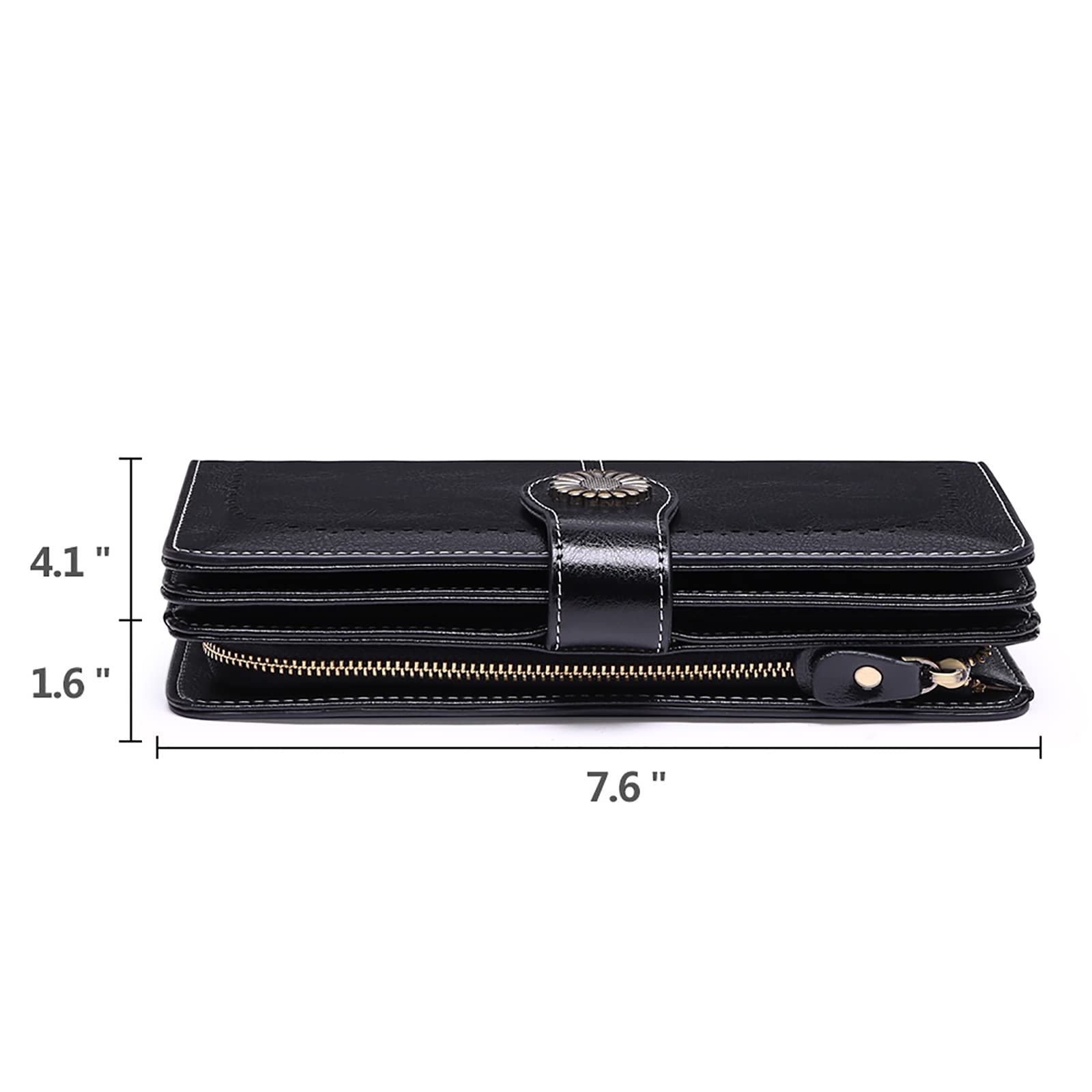 Wallets for Women Genuine Leather Credit Card Holder with RFID Blocking Large Capacity Wristlet