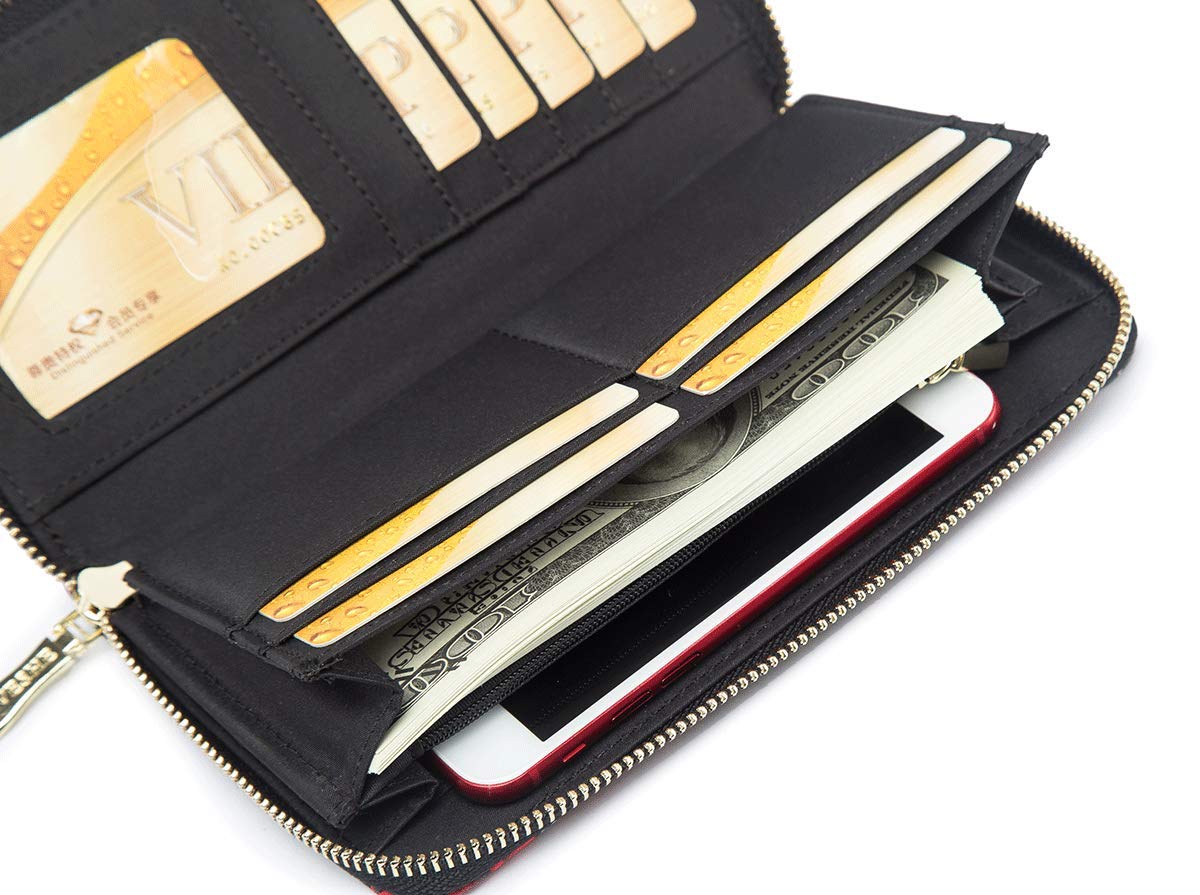 Women's Wallet Clutch - Stylish, Spacious w/Wristlet for Travel, Holds Cards, Phone, Cash