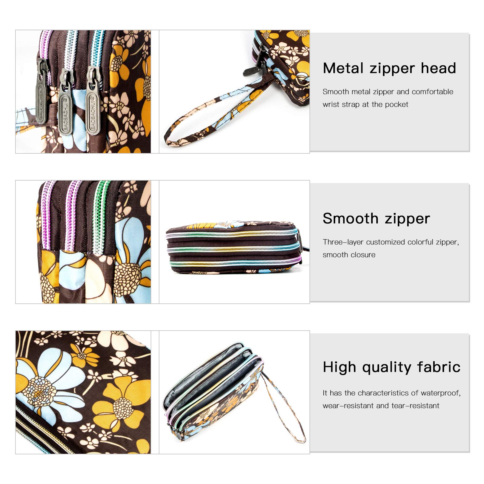 Large Capacity Wristlet Wallet - Women Printed Nylon Waterproof Handbag Clutch Purse