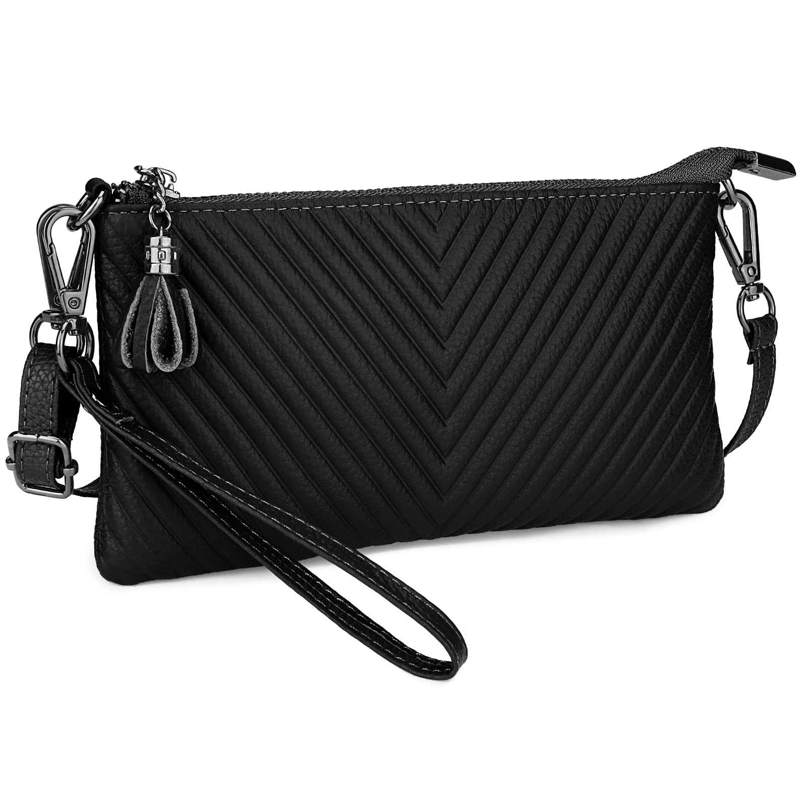 Wallet Wristlets Clutch Purses for Women Genuine Leather Crossbody Bag Handbag with Detachable Shoulder Chain